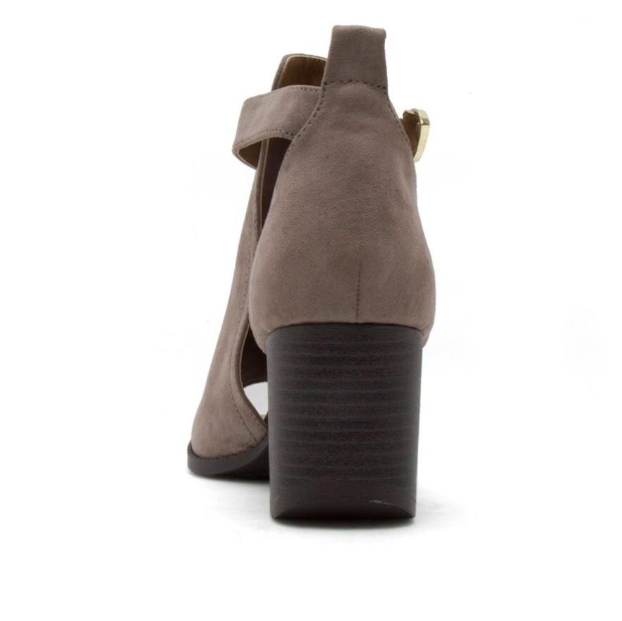 Carrie Open Toe Booties in Taupe - Dainty Hooligan