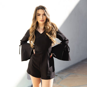 On The Move Romper In Black - Dainty Hooligan
