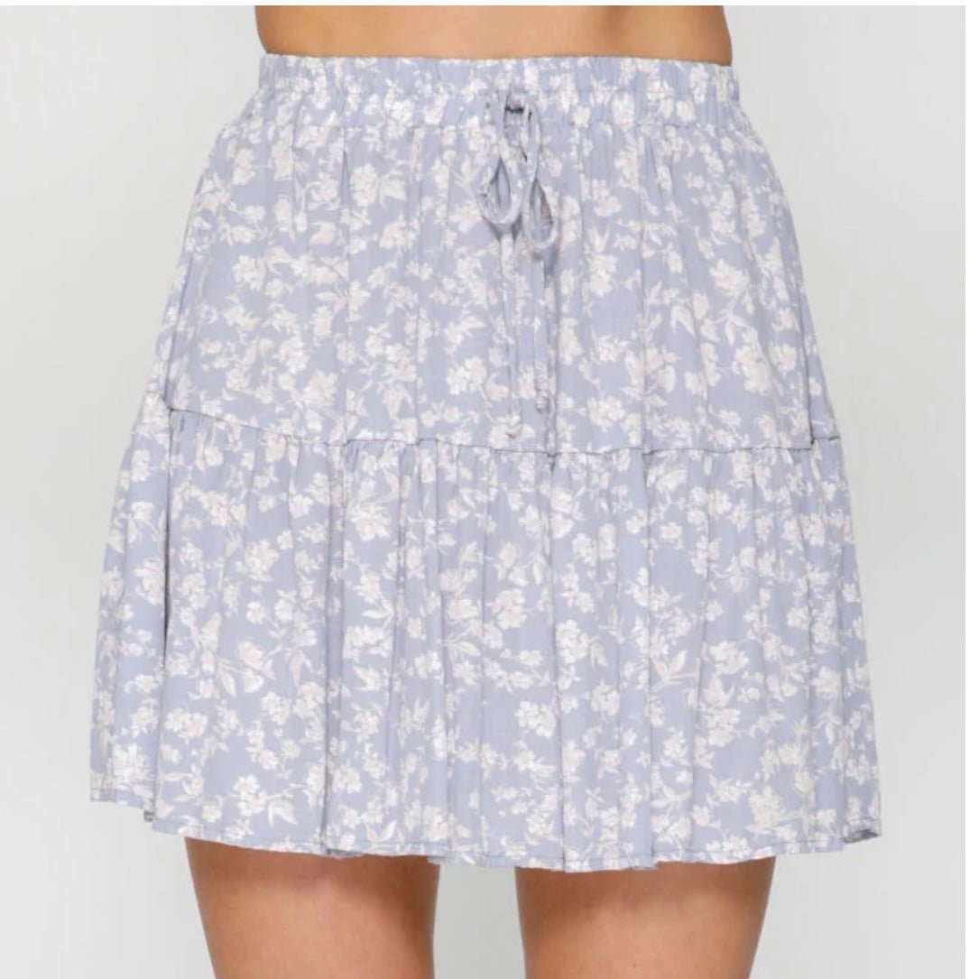 Dreamy Floral Print Skirt in Blue
