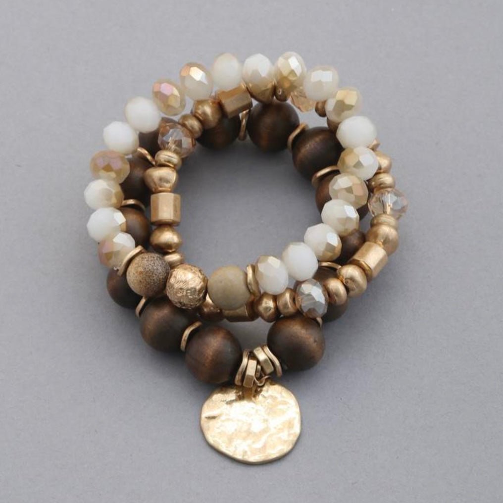 Earthtone Brown & Gold Stack Multi Bracelet Set