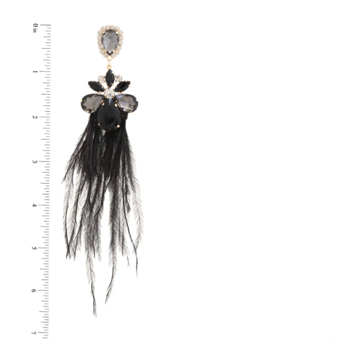Light As A Feather Crystal Statement Earrings In Black