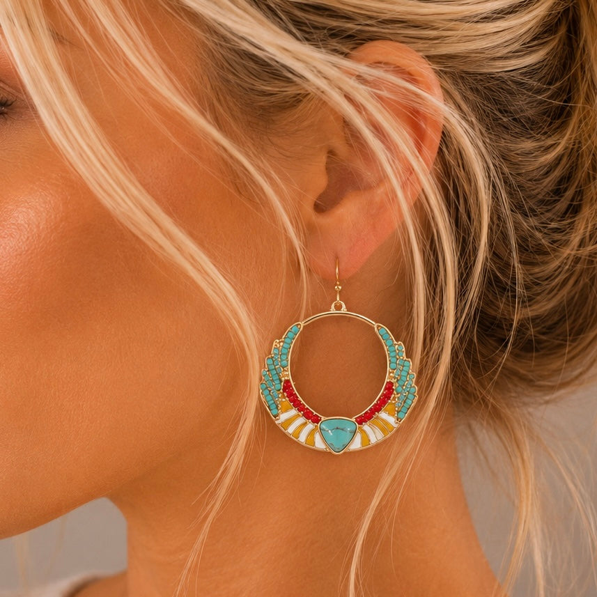 On the Horizon Bead Turquoise Earrings