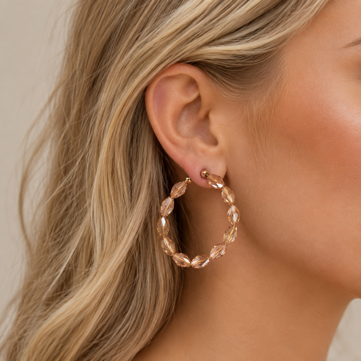 Topaz Charm & Sparkle Bead Hoop Earrings