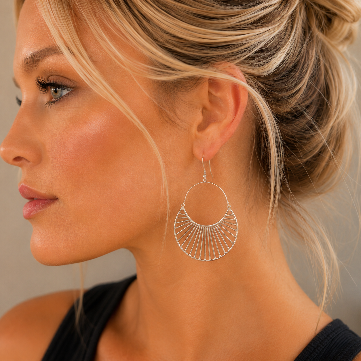 Precious Moments Laser Cut Hoop Earrings in Silver