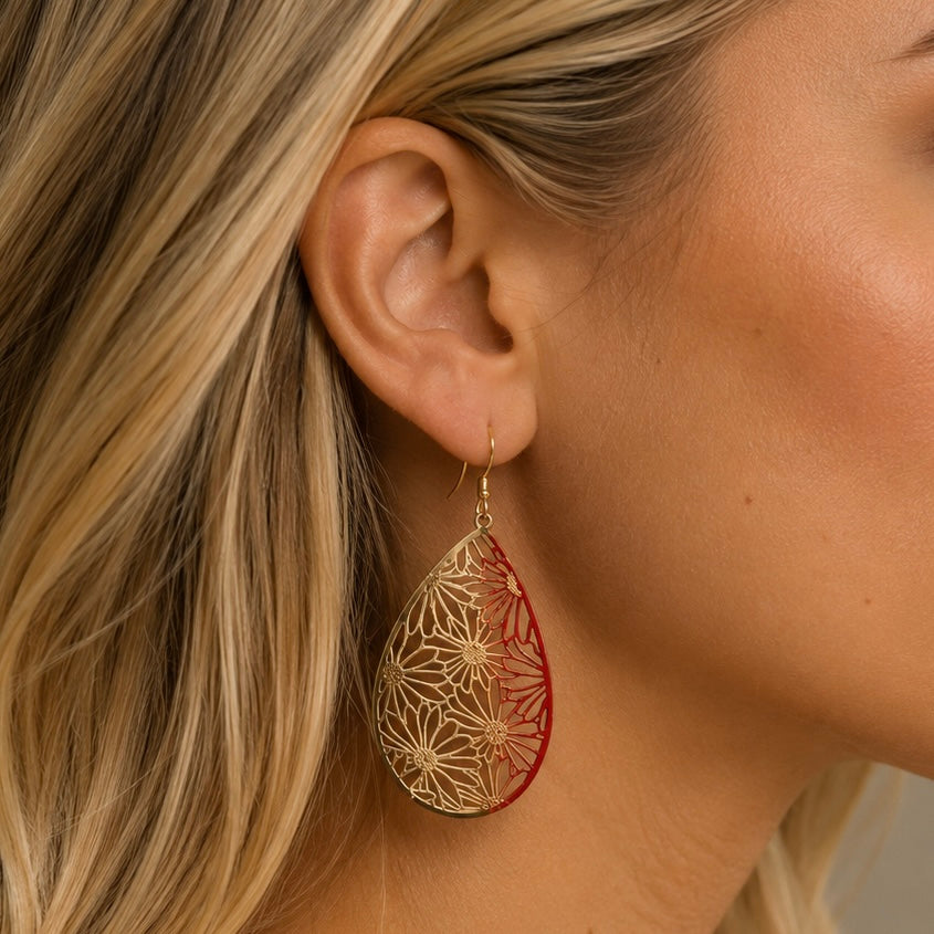 Sundaze Lasercut Teardrop Earrings