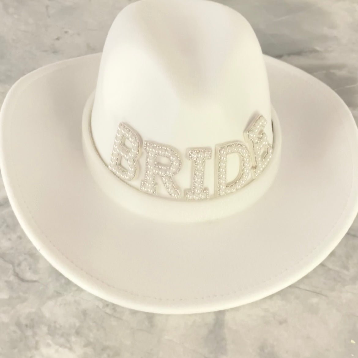 Cowgirl BRIDE Crystal Faux Wool Hat in Ivory