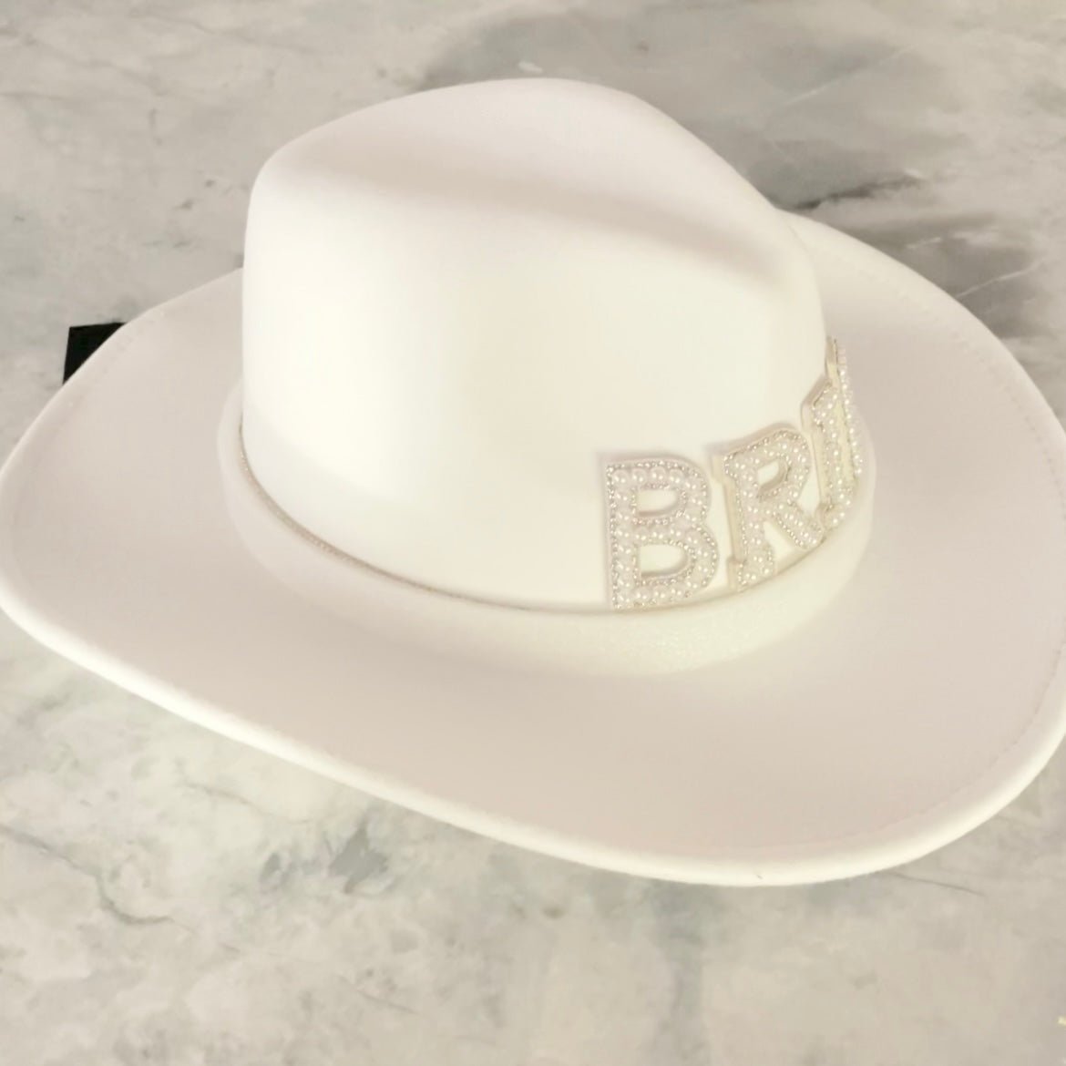 Cowgirl BRIDE Crystal Faux Wool Hat in Ivory