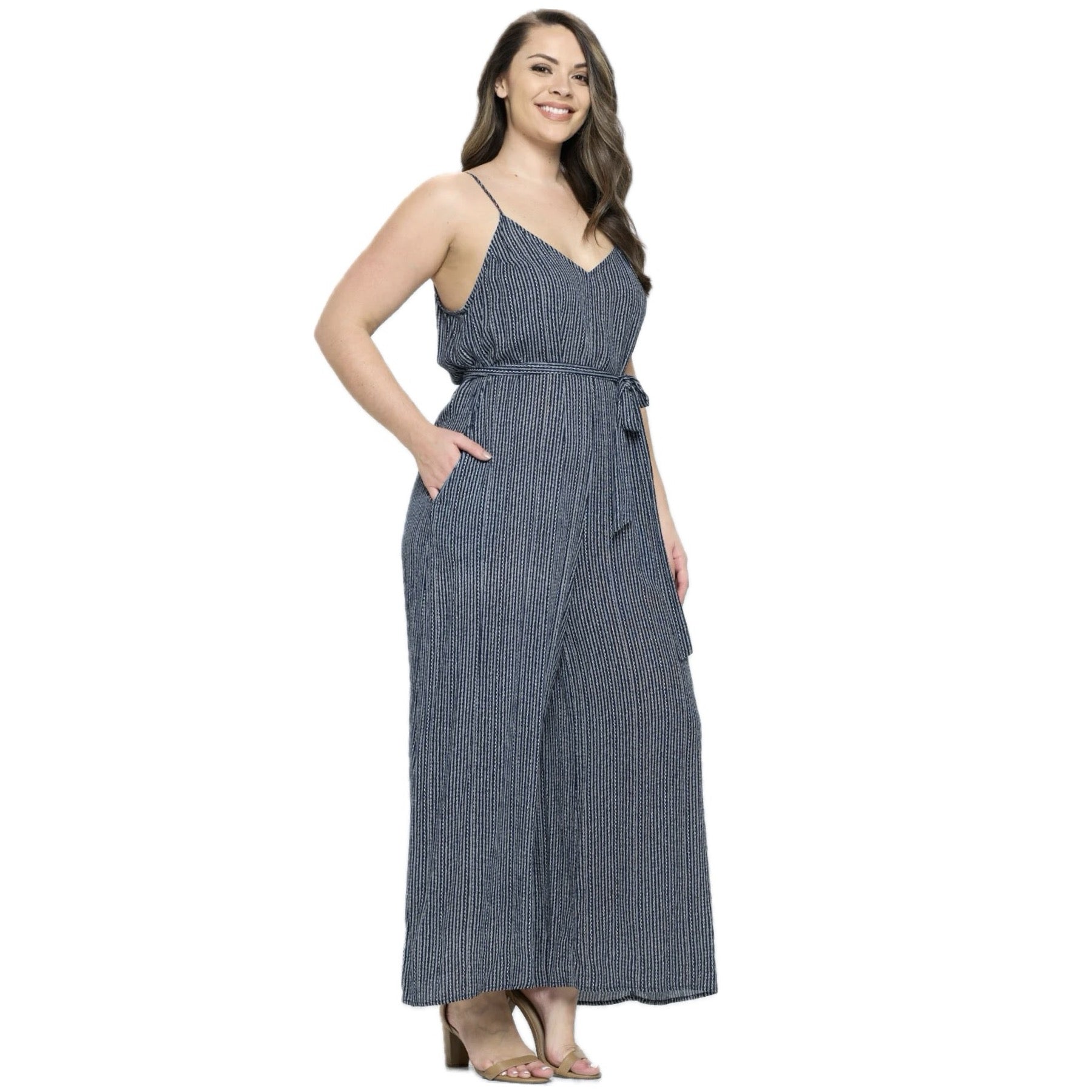 Sail Away Navy Stripe Jumpsuit (Plus Size)