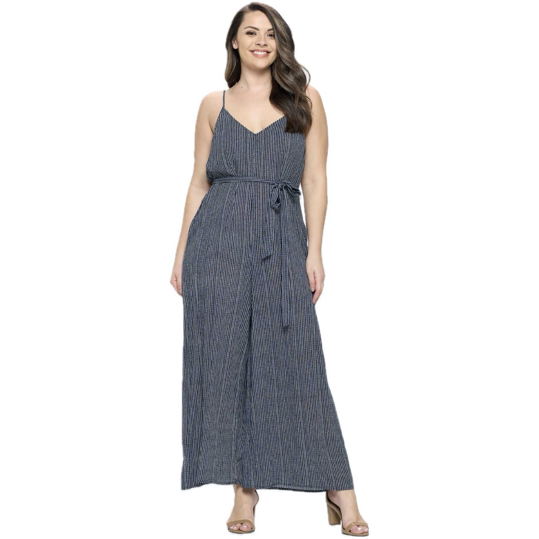 Sail Away Navy Stripe Jumpsuit (Plus Size)