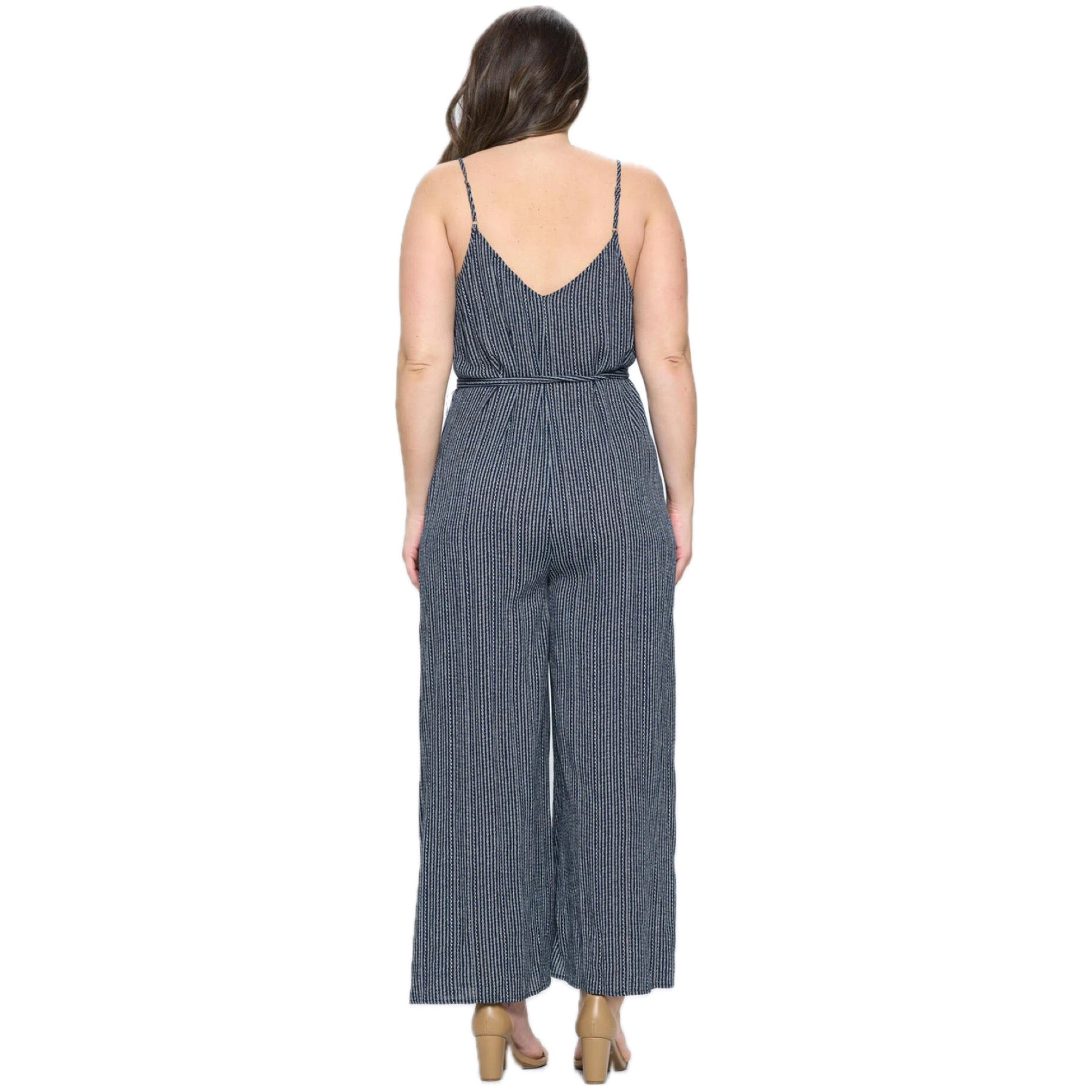 Sail Away Navy Stripe Jumpsuit (Plus Size)