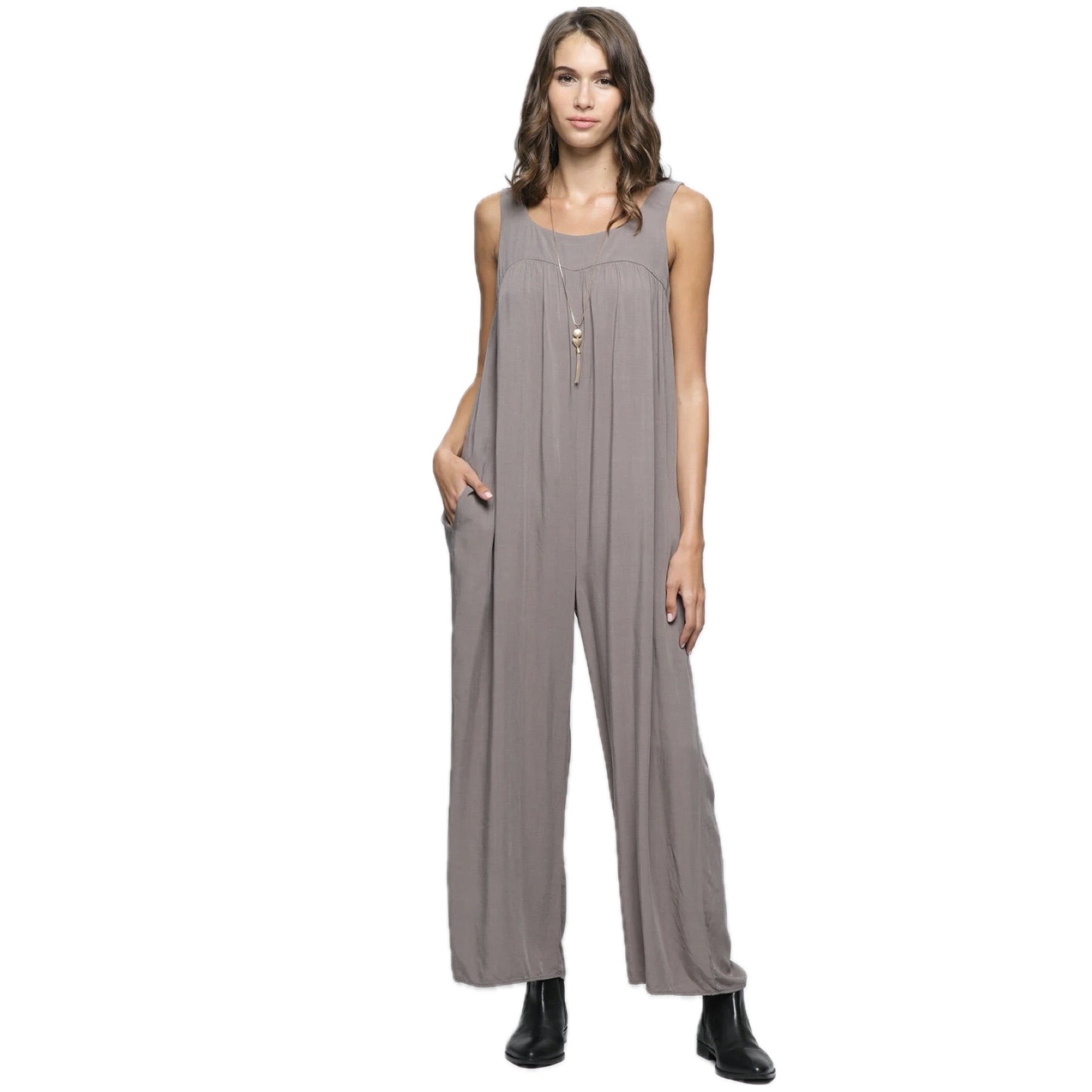 Present Moment Babydoll Jumpsuit with Pockets