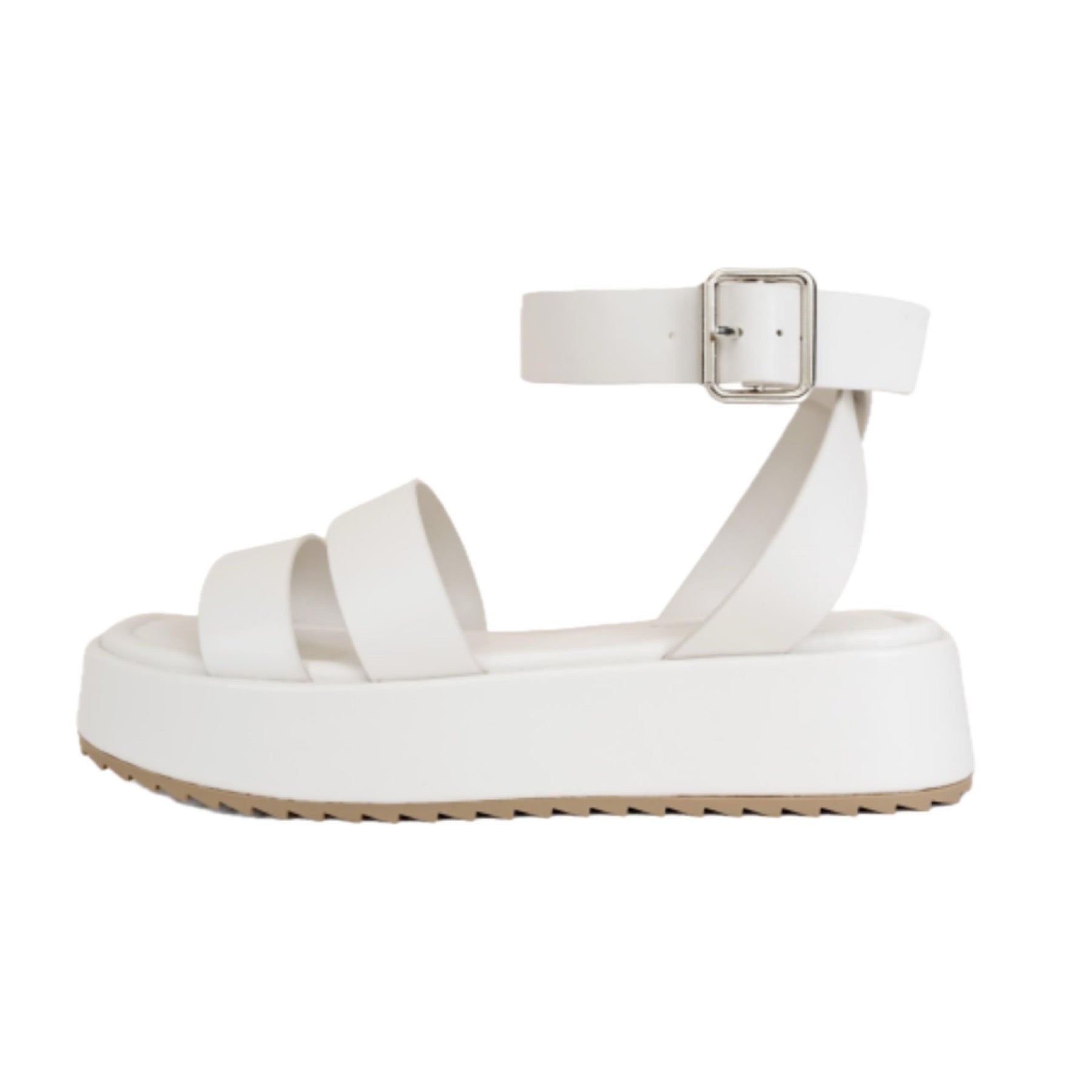 Take A Hike White Platform Ankle Strap Sandals