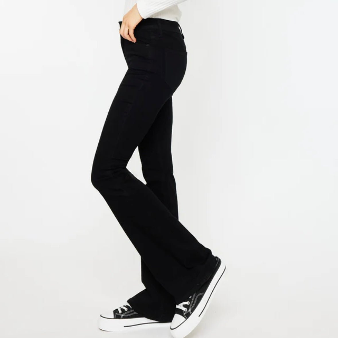 Kancan Paulina High Rise Bootcut Flare Denim Pants in Black