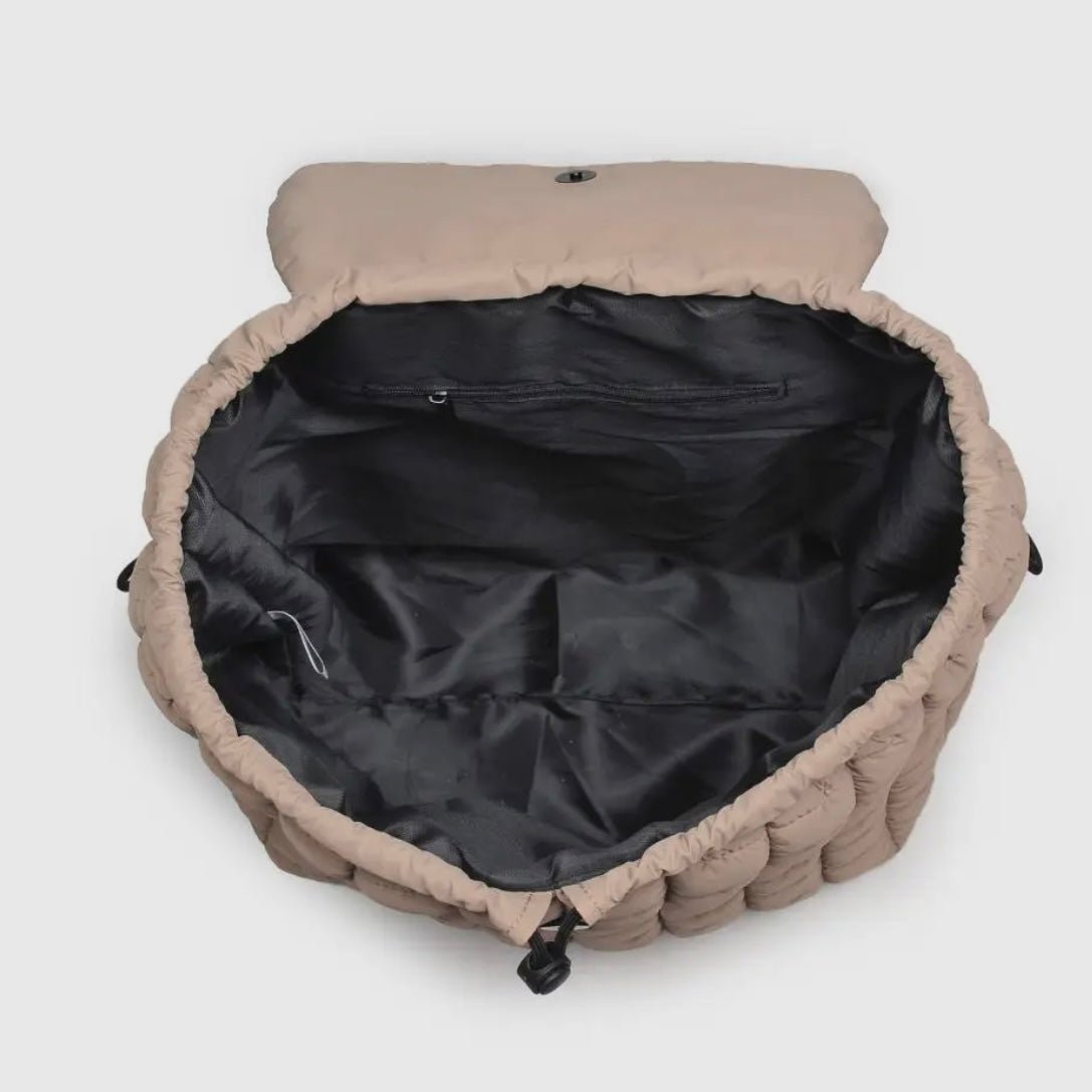 Alex Quilted Puffer Backpack in Mocha