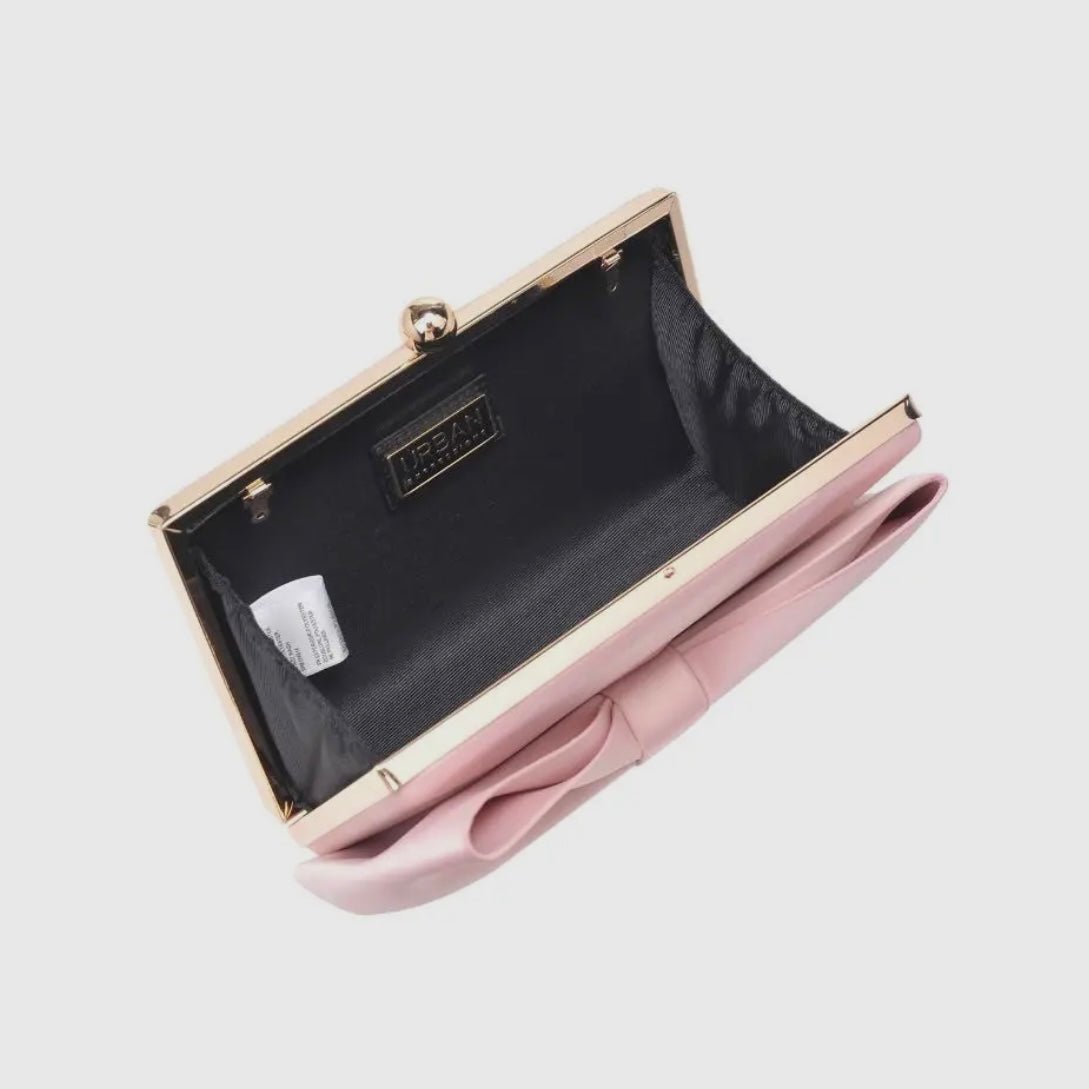 Belle Bow Evening Clutch Handbag in Pink