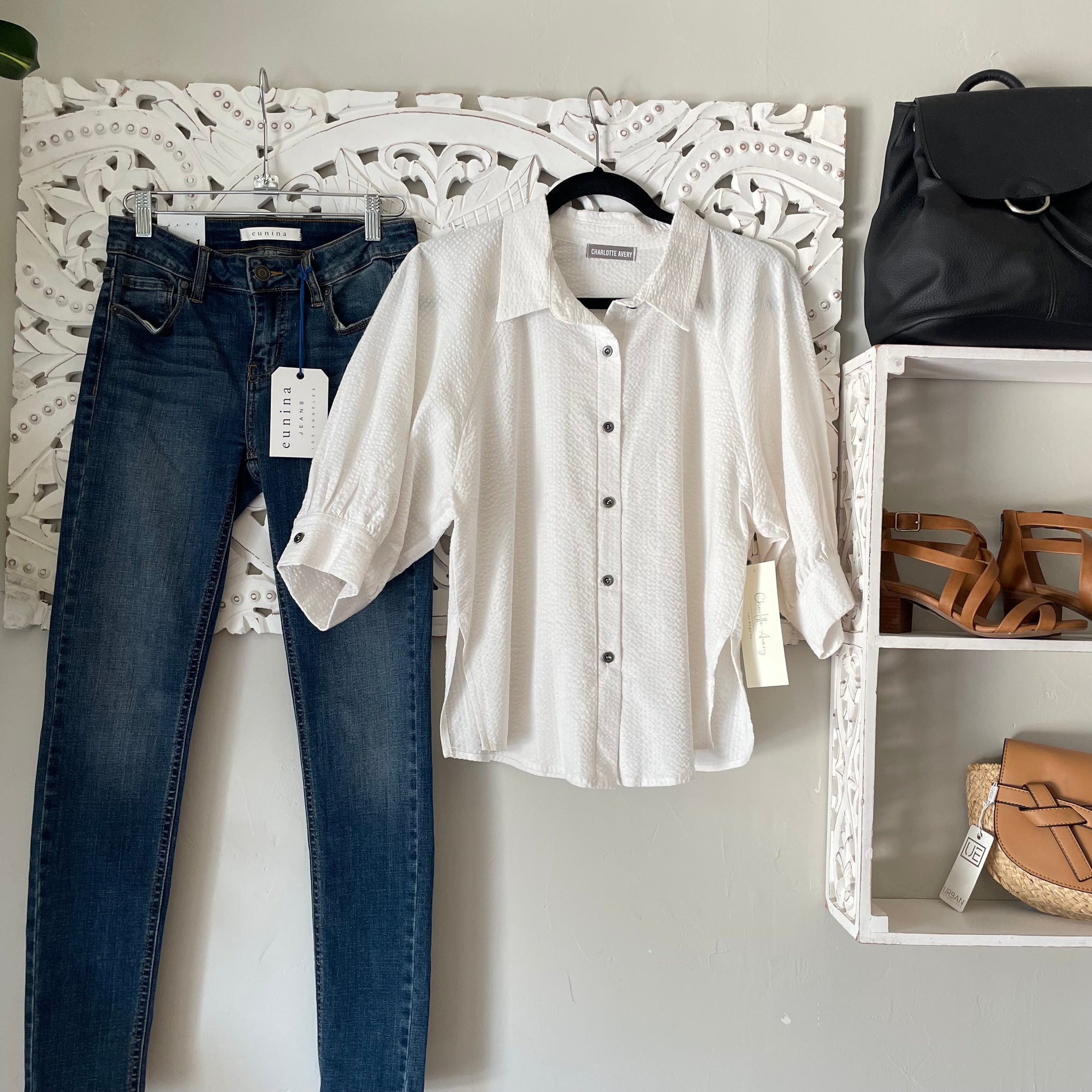White Button up 3/4 Sleeve Blouse