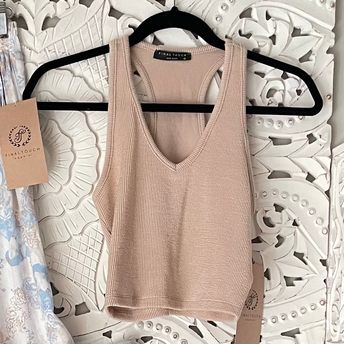 Thick Ribbed Tank Top in Tan