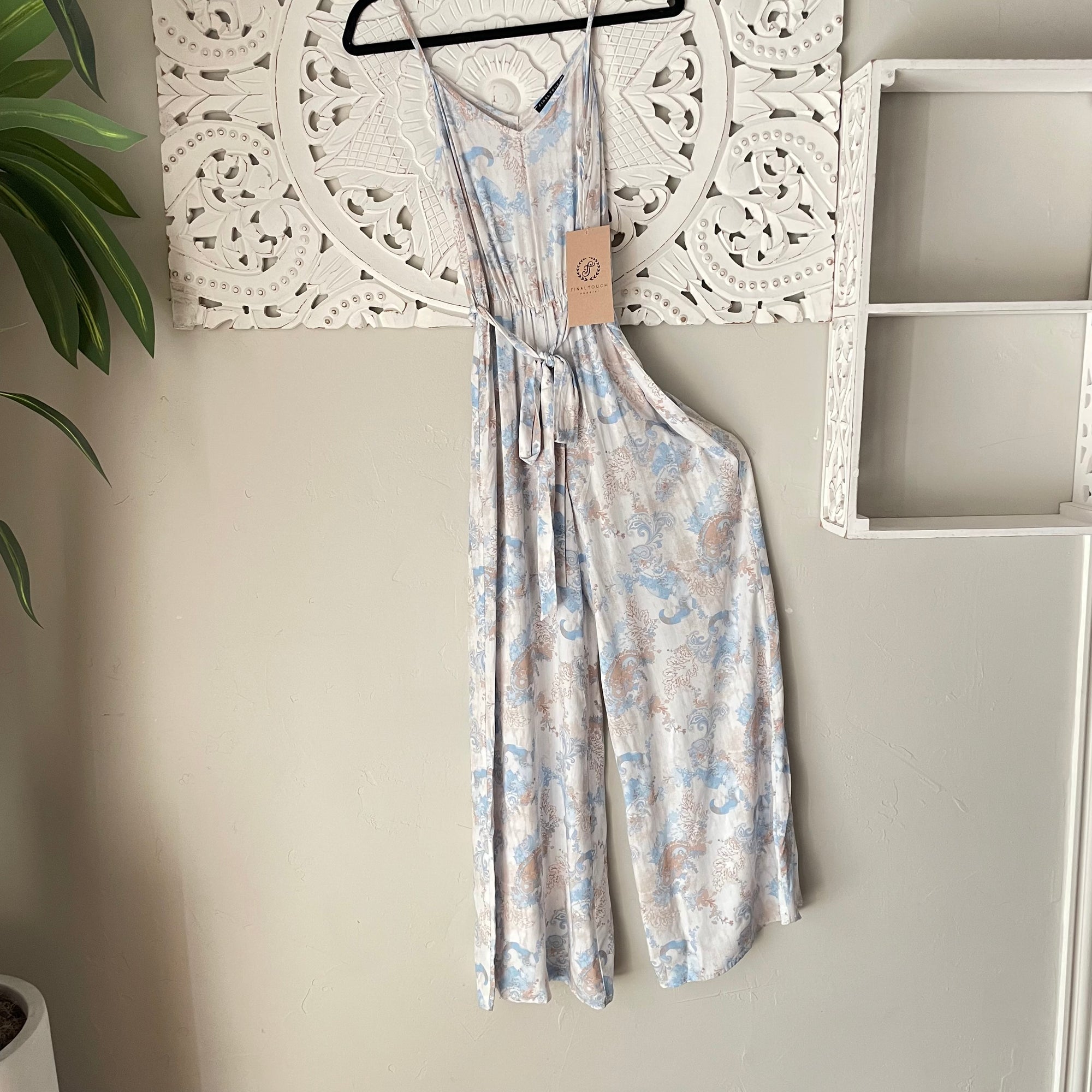 Dreamy Blue & Cream Print Jumpsuit