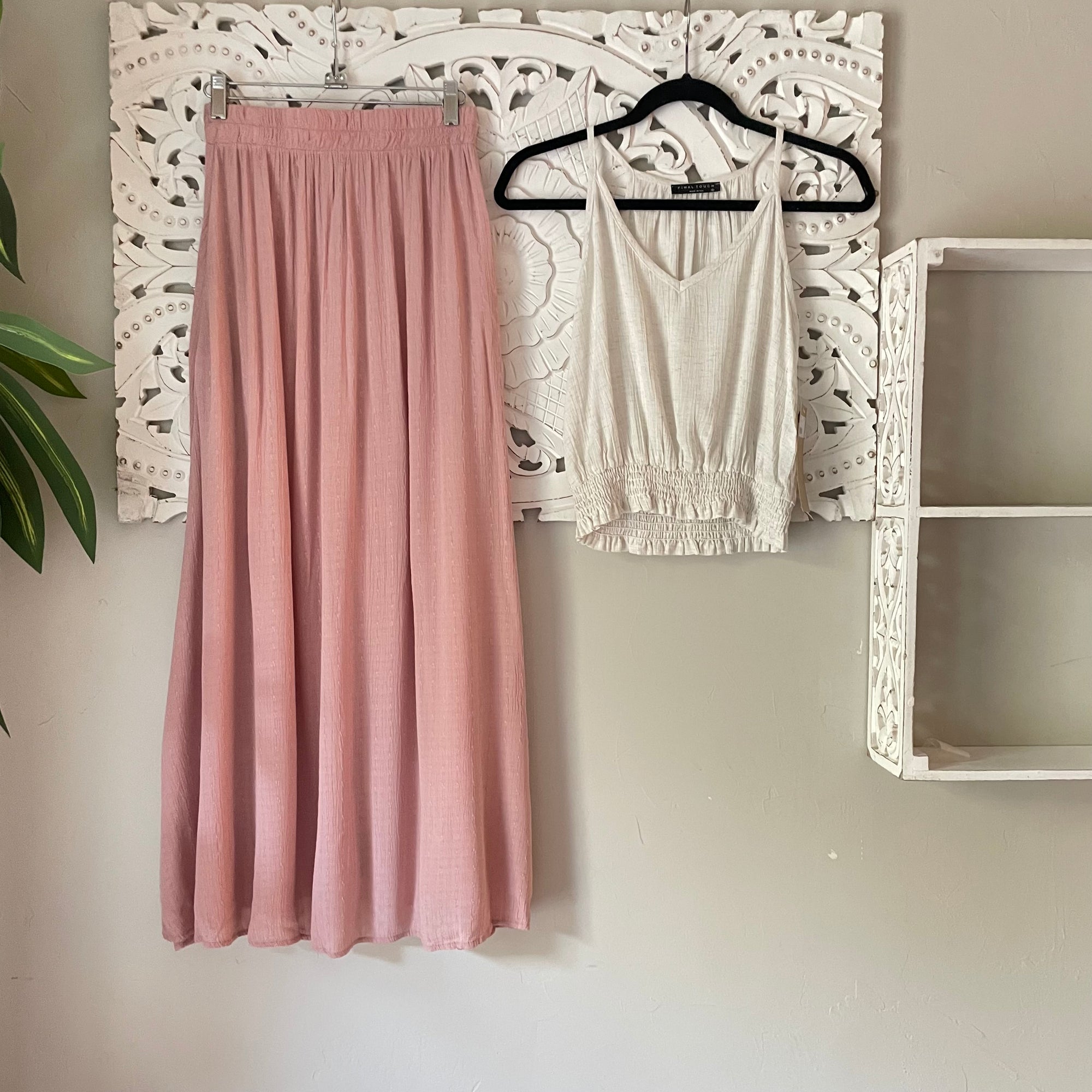 Pink Texture Maxi Skirt