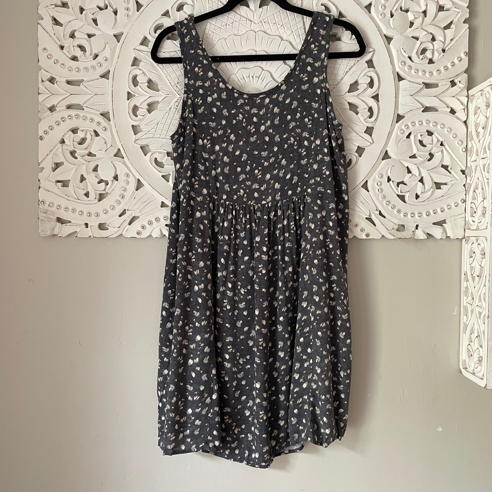Easy Going Babydoll Print Dress in Charcoal