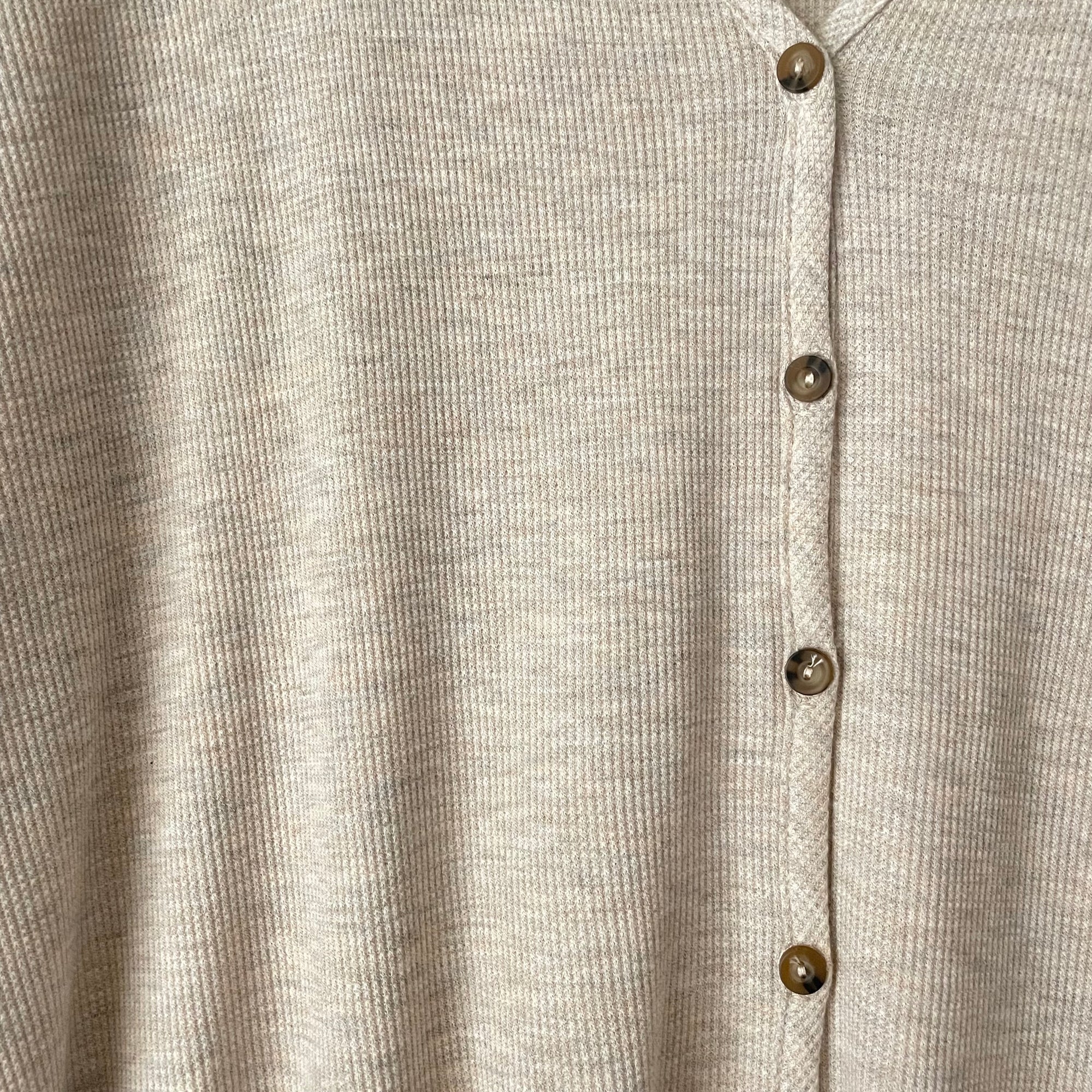 Speckled Waffle Knit Button Up Top in Oatmeal