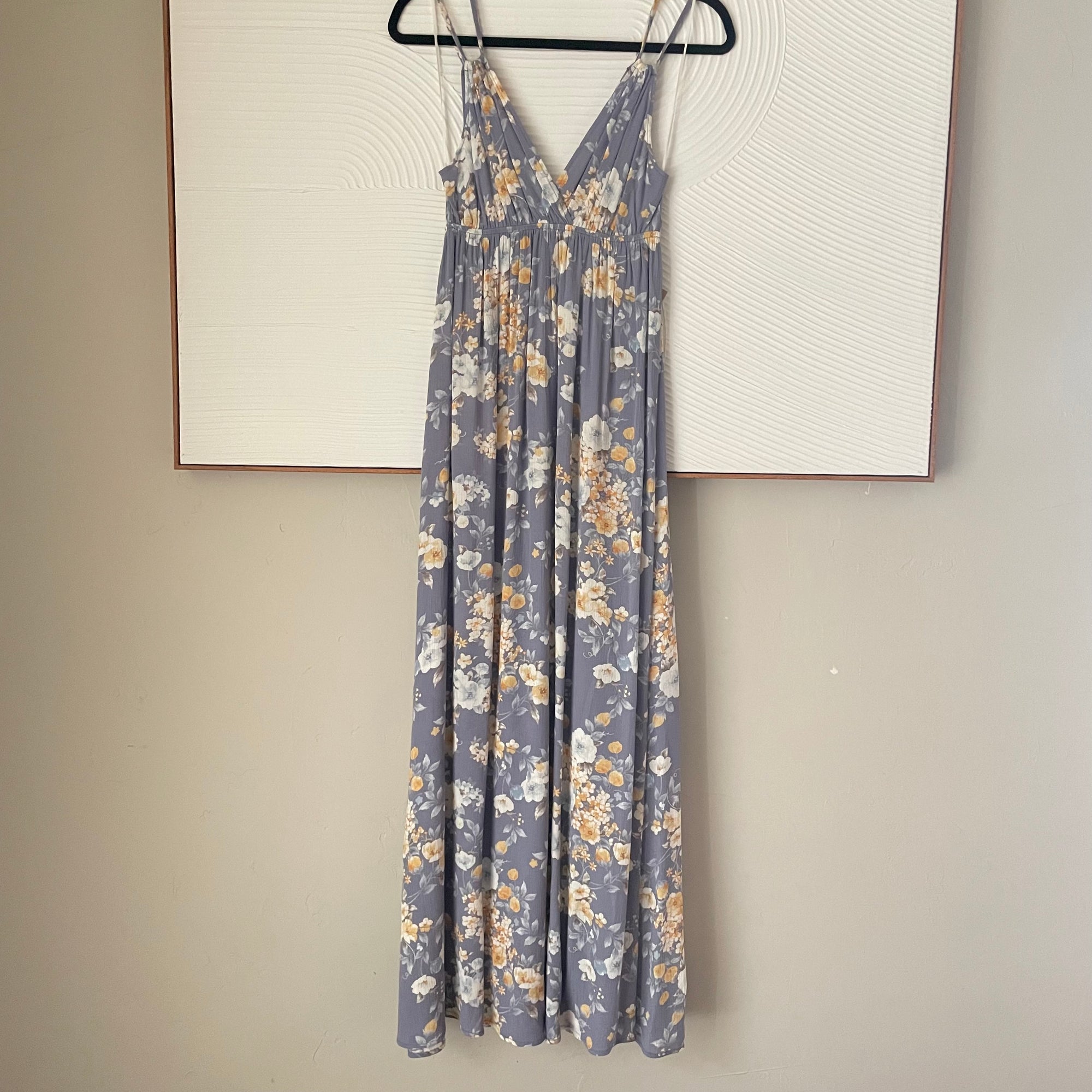 Periwinkle & Yellow Floral Maxi Dress