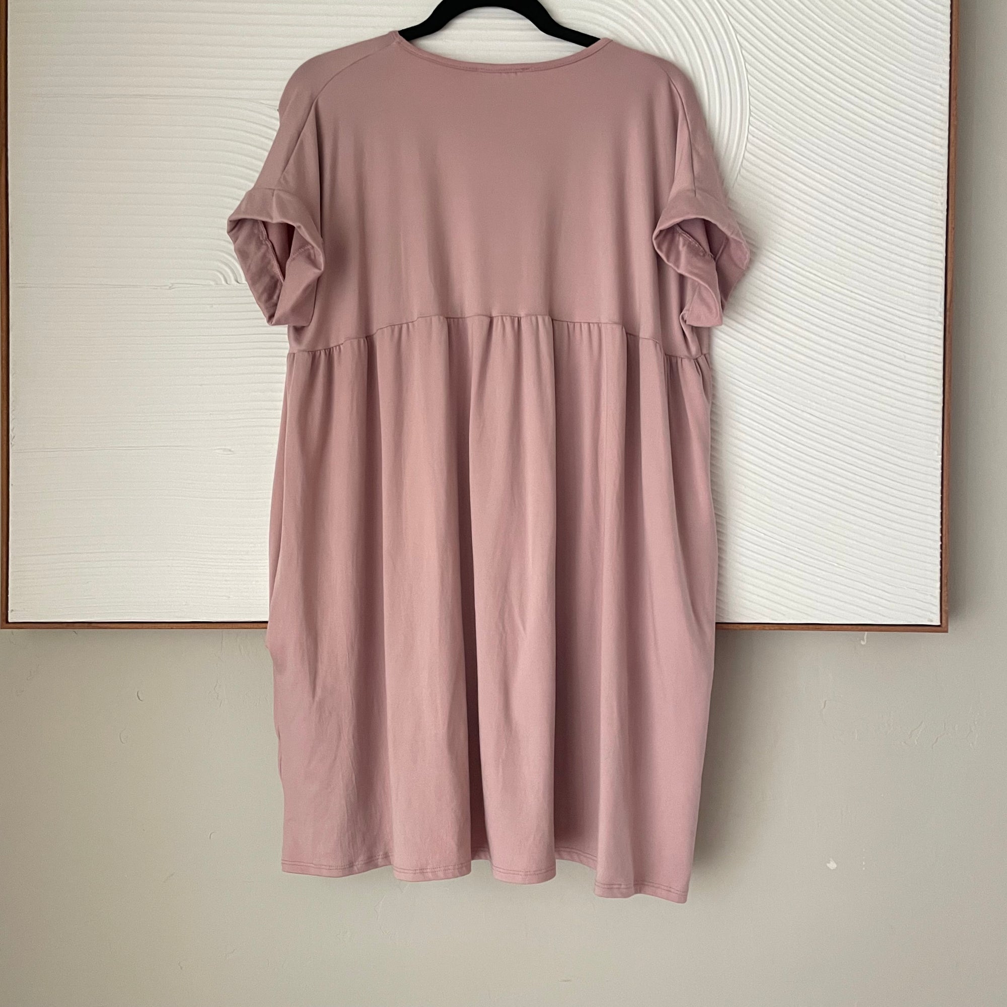 Rose Pink Free Flowing Dress with Pockets