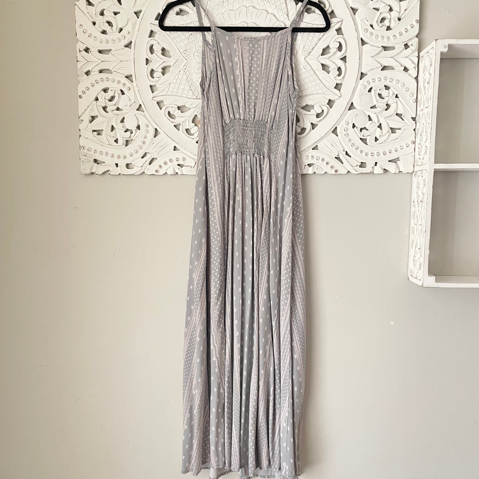 Blush & Gray Challis Print Maxi Dress