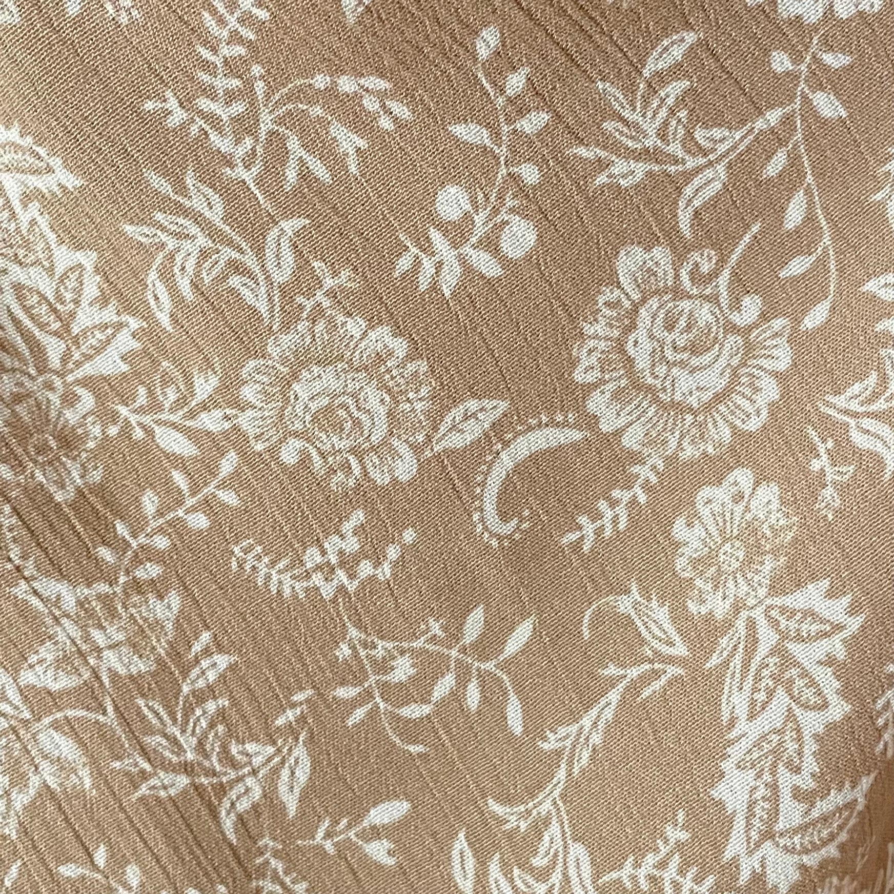 Camel & Cream Floral Print Wide-Leg Jumpsuit with Pockets