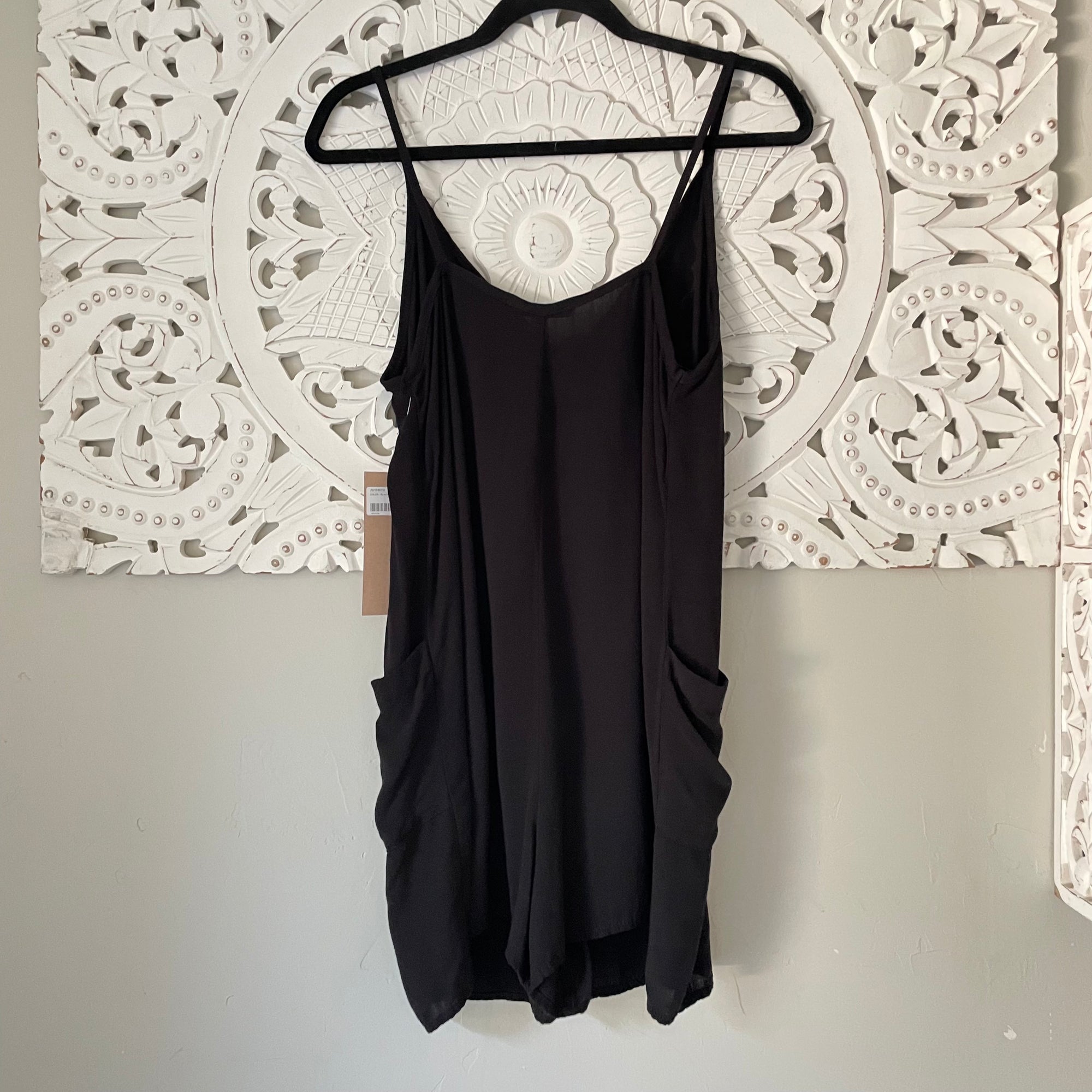 Going Casual Black Romper with Pockets