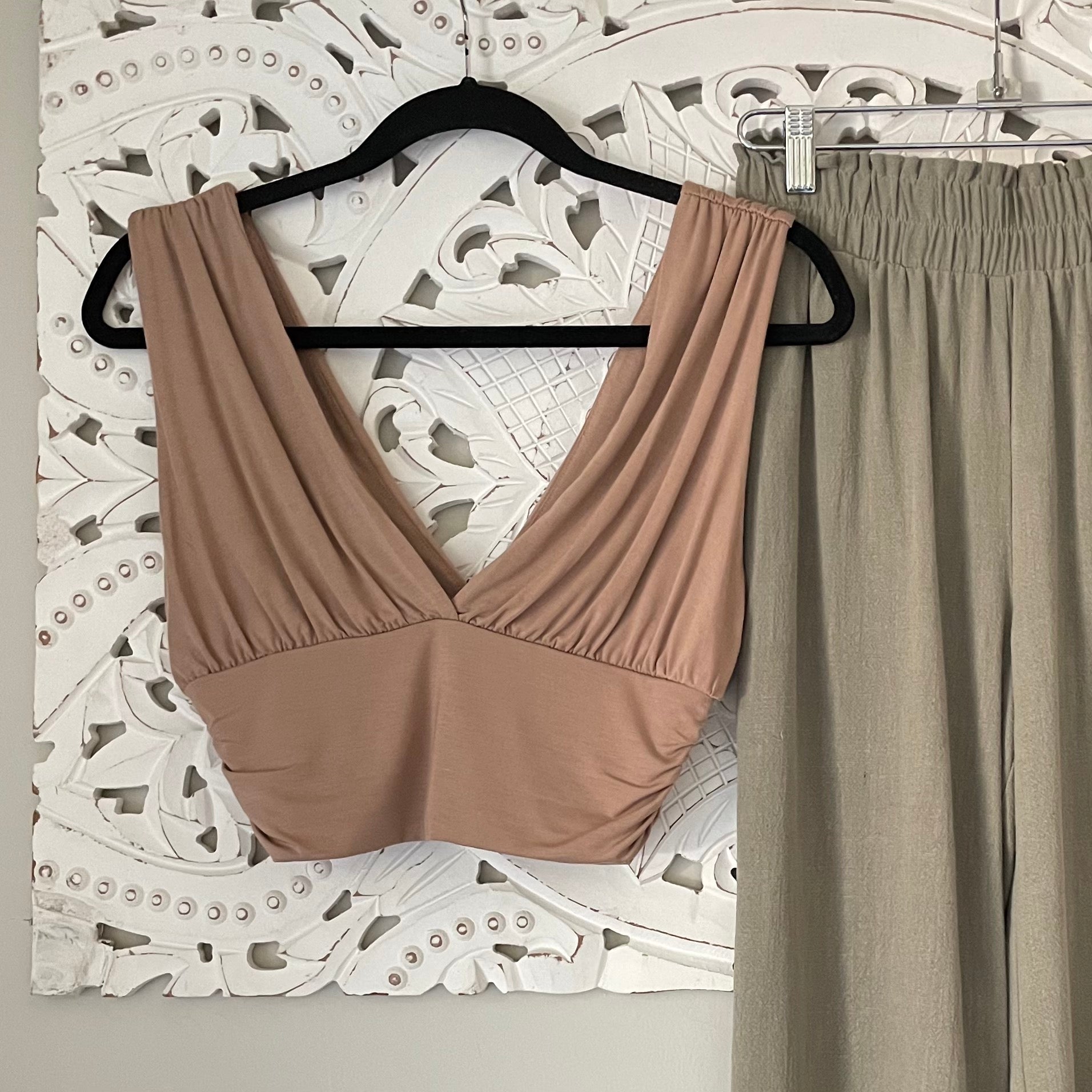 Mocha Brown Double Lined Jersey Crop Top