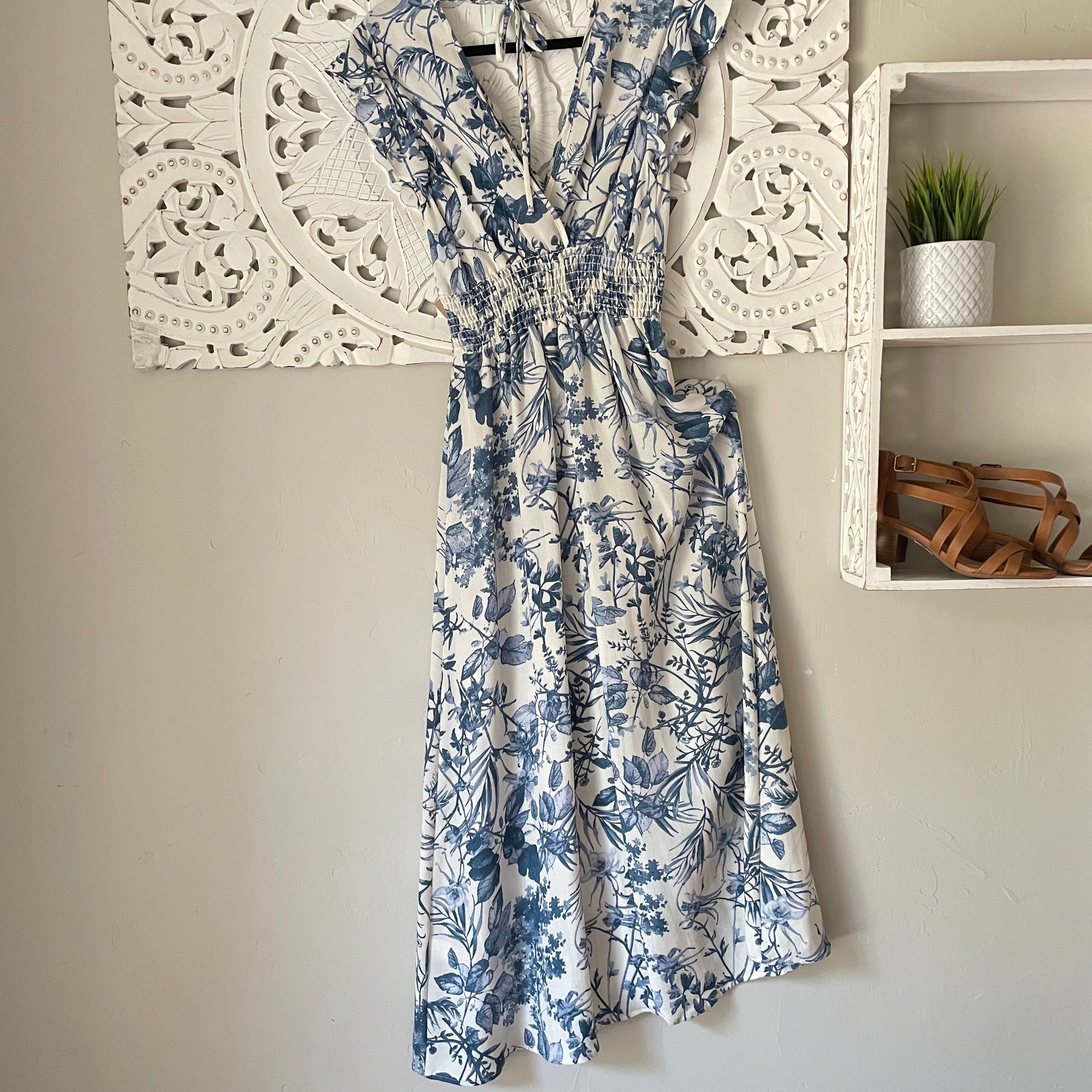 Sweet Caroline Blue Floral Print Maxi Dress