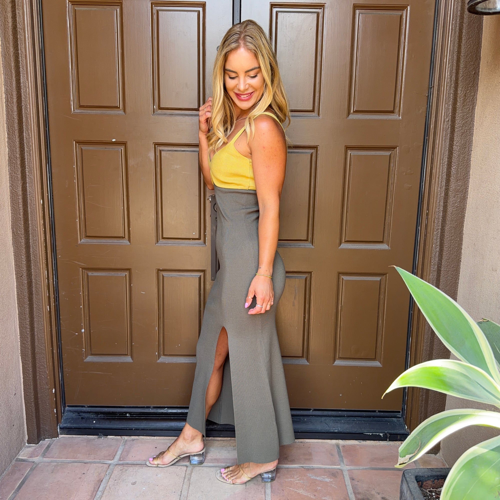colorblock midi dress Sunflare Glow Color Block Midi Dress VICI