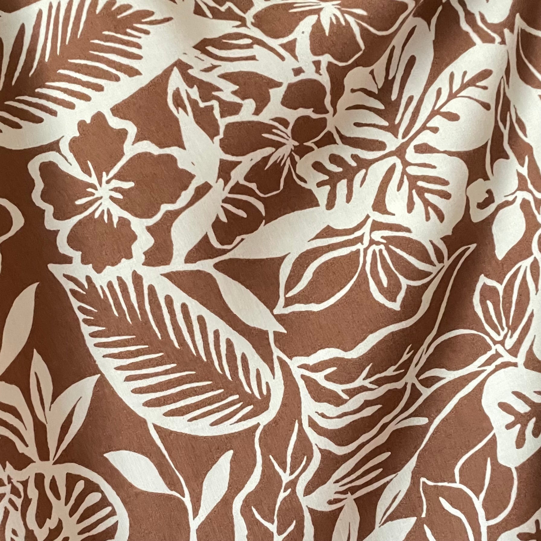 Almond Brown & Cream Tropical Print Jumpsuit