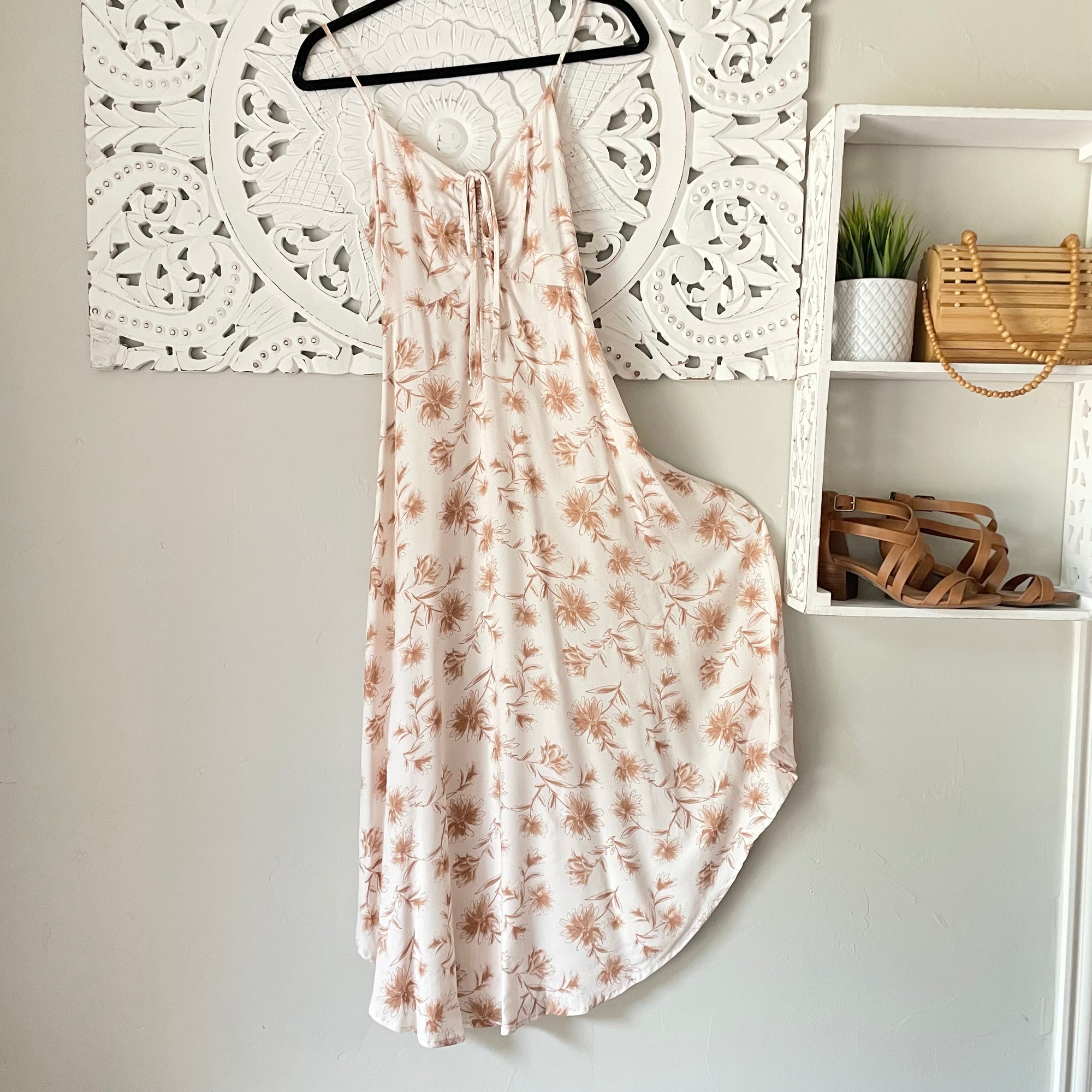 Chic Rust Floral Print Ankle Maxi Dress