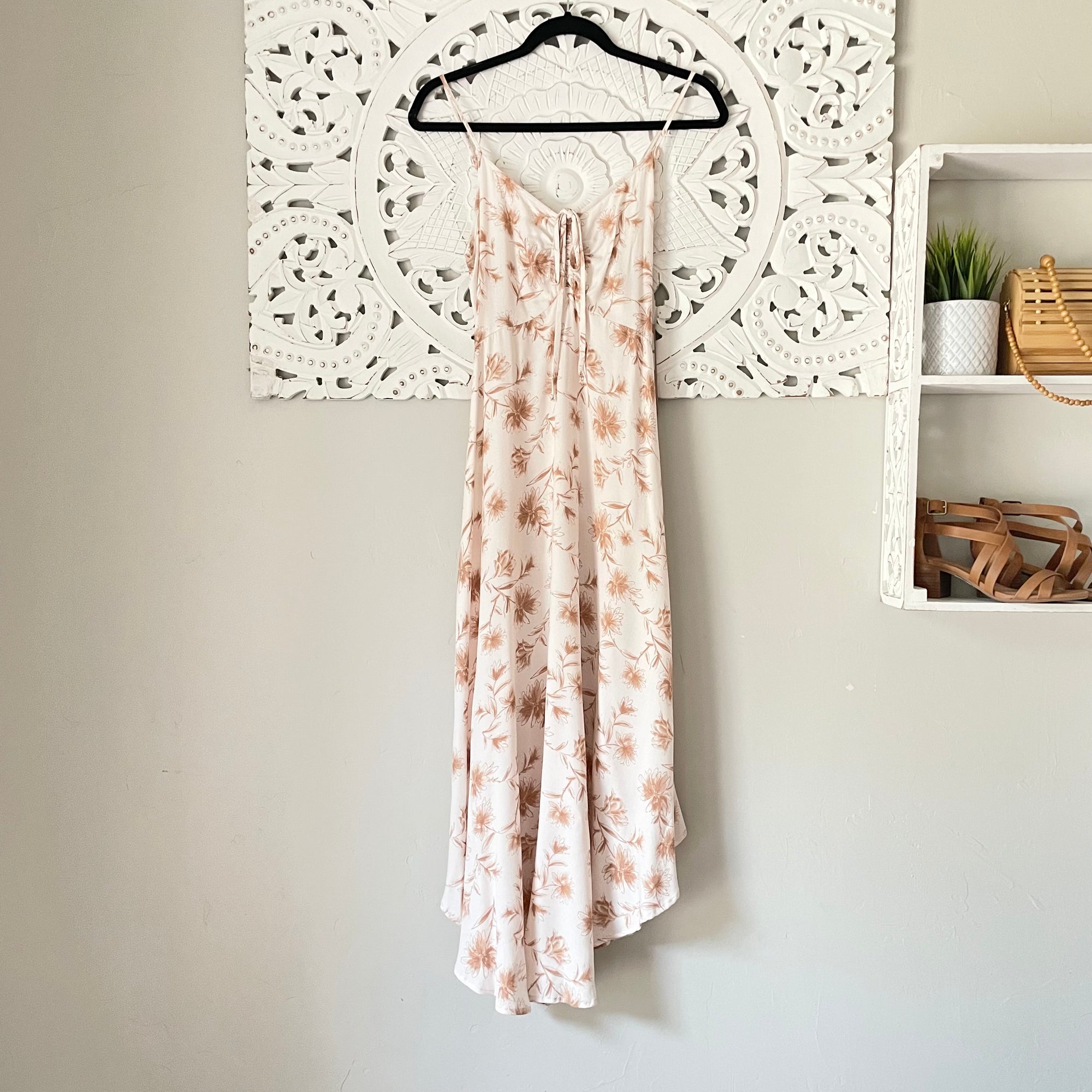 Chic Rust Floral Print Ankle Maxi Dress