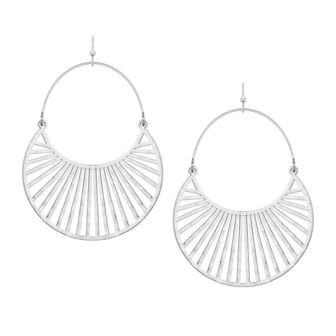 Precious Moments Laser Cut Hoop Earrings in Silver