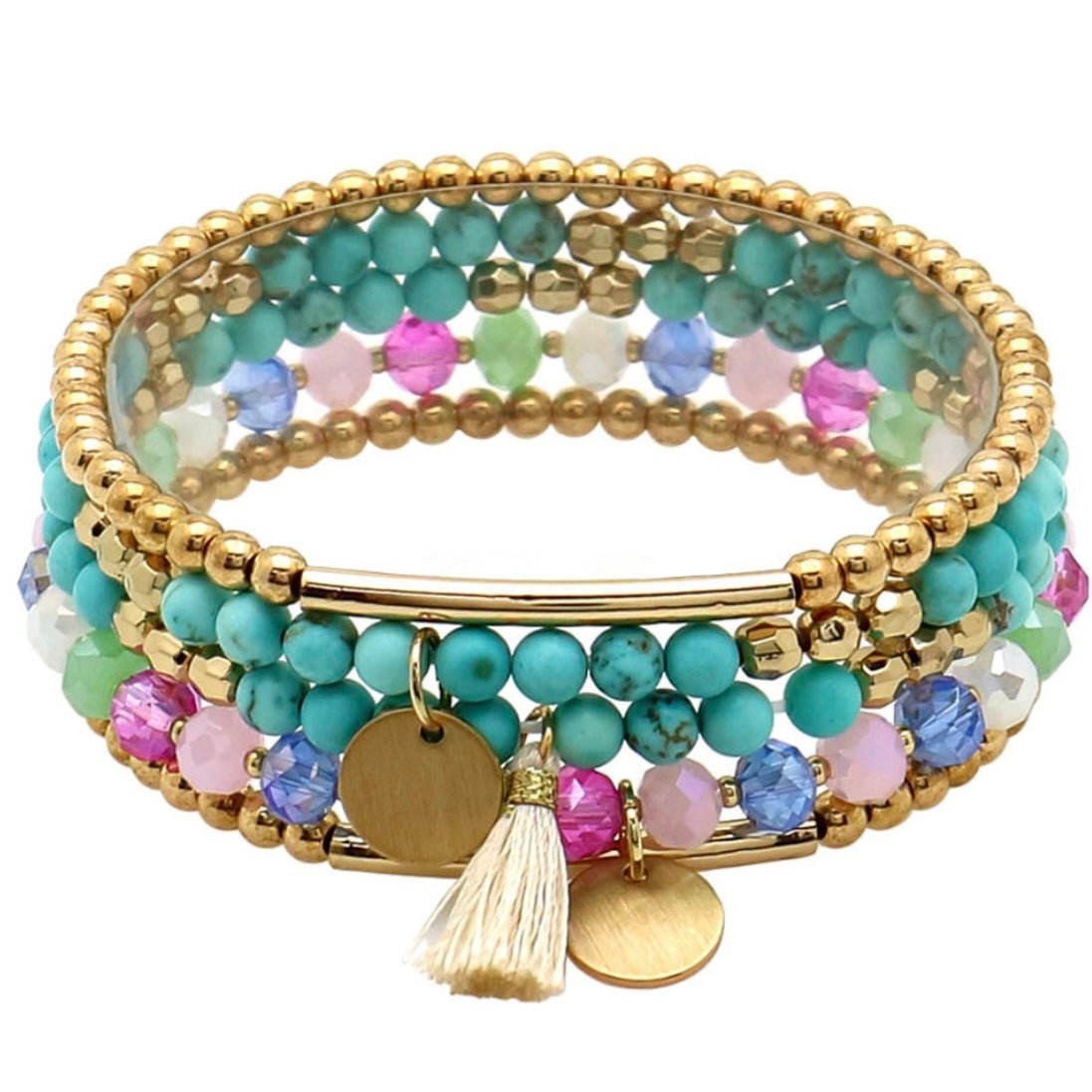 Jasmine Turquoise Beaded Stretch Bracelet Set