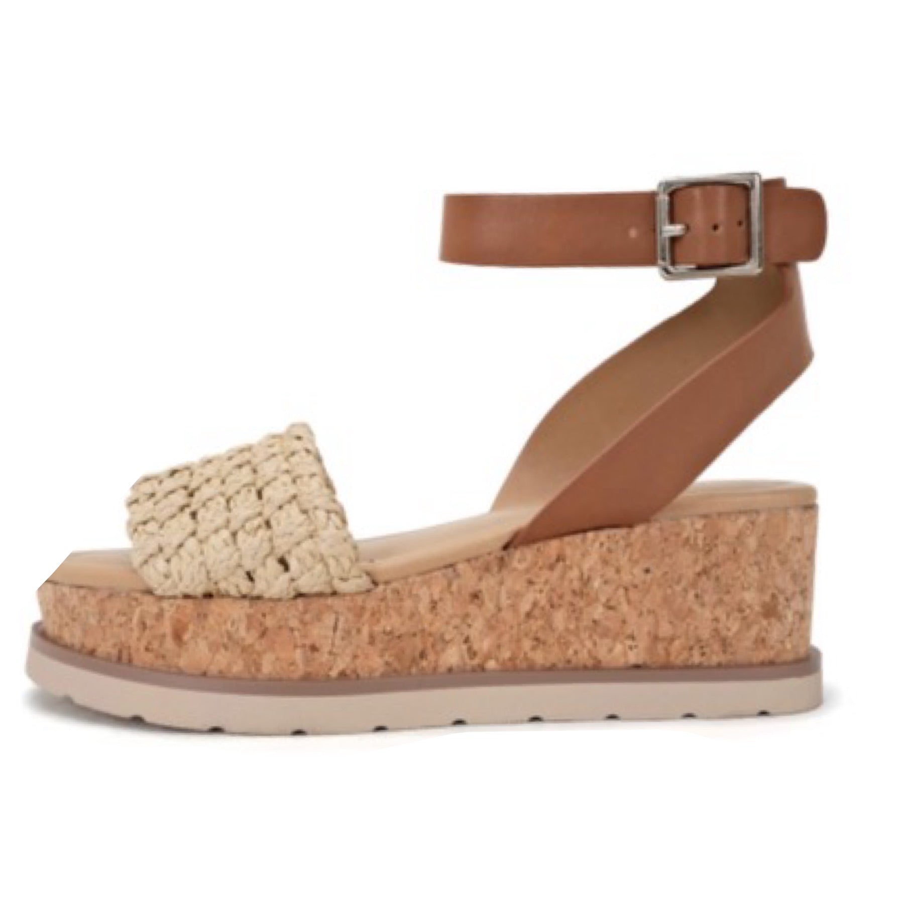 Cork & Woven Strap Platform Sandals