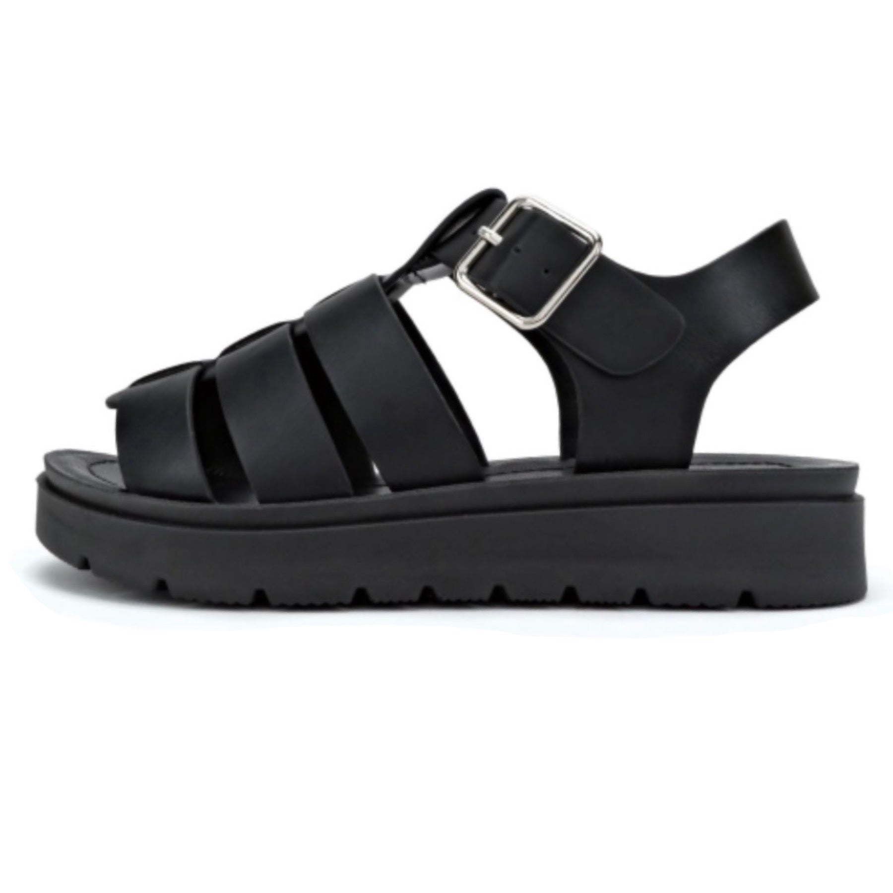 Take A Hike Black Platform Ankle Strap Sandals