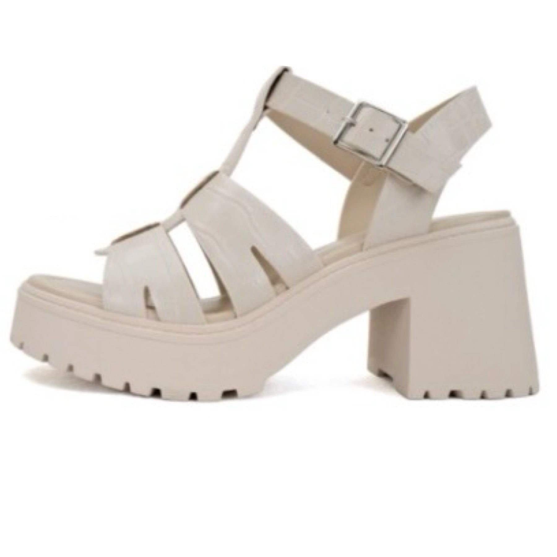 Traction Platform Open Toe Sandals in Cream