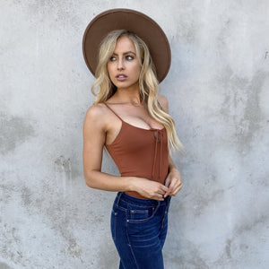Camel Brown Double Lined Tank Top - Dainty Hooligan