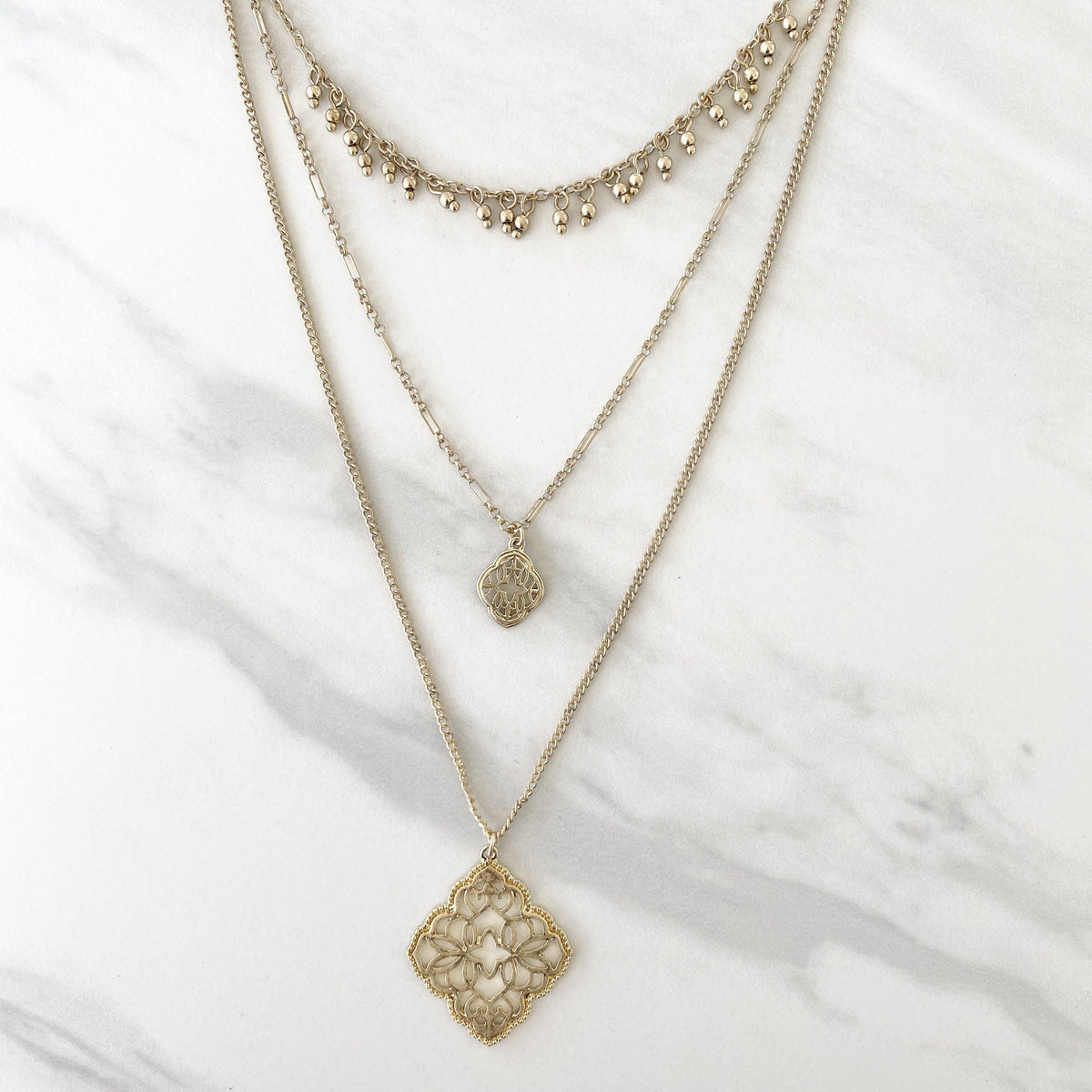 Cathedral Cut Out Gold Layered Necklace - Dainty Hooligan