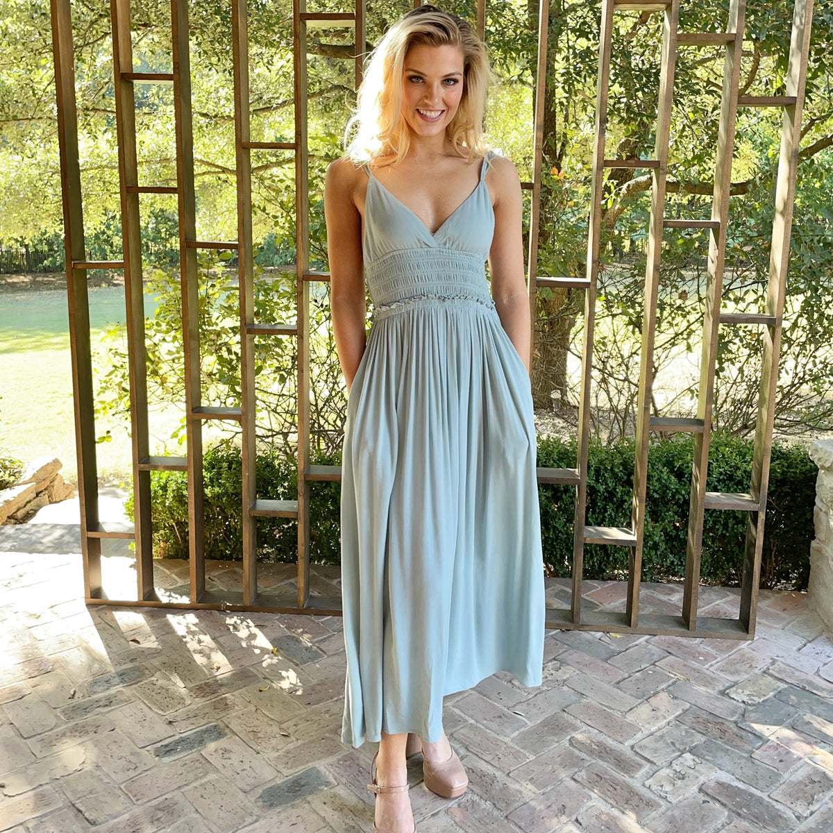 Baby Blue Ankle Maxi Dress - Dainty Hooligan