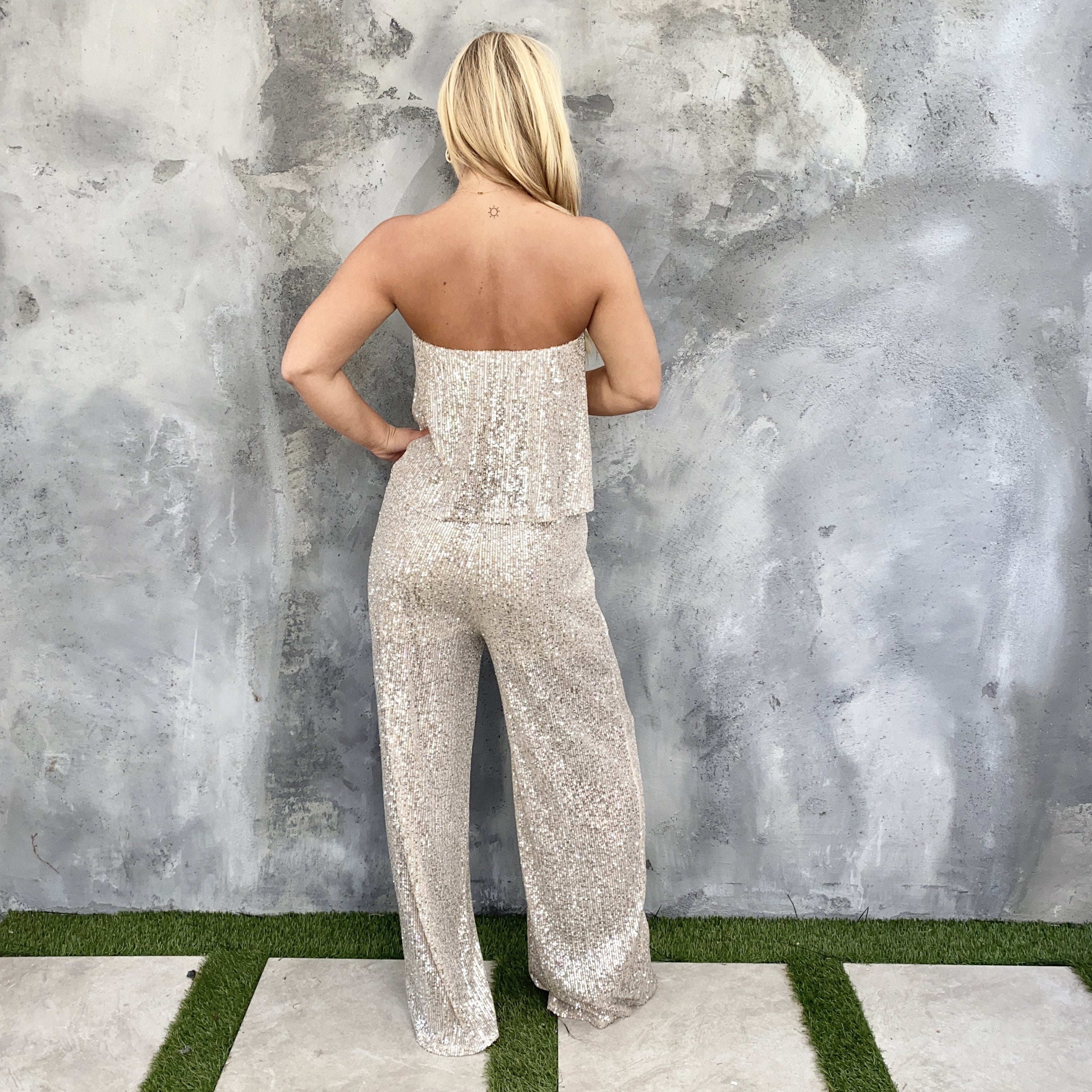 Glitz & Glamour Silver Sequin Party Jumpsuit - Dainty Hooligan
