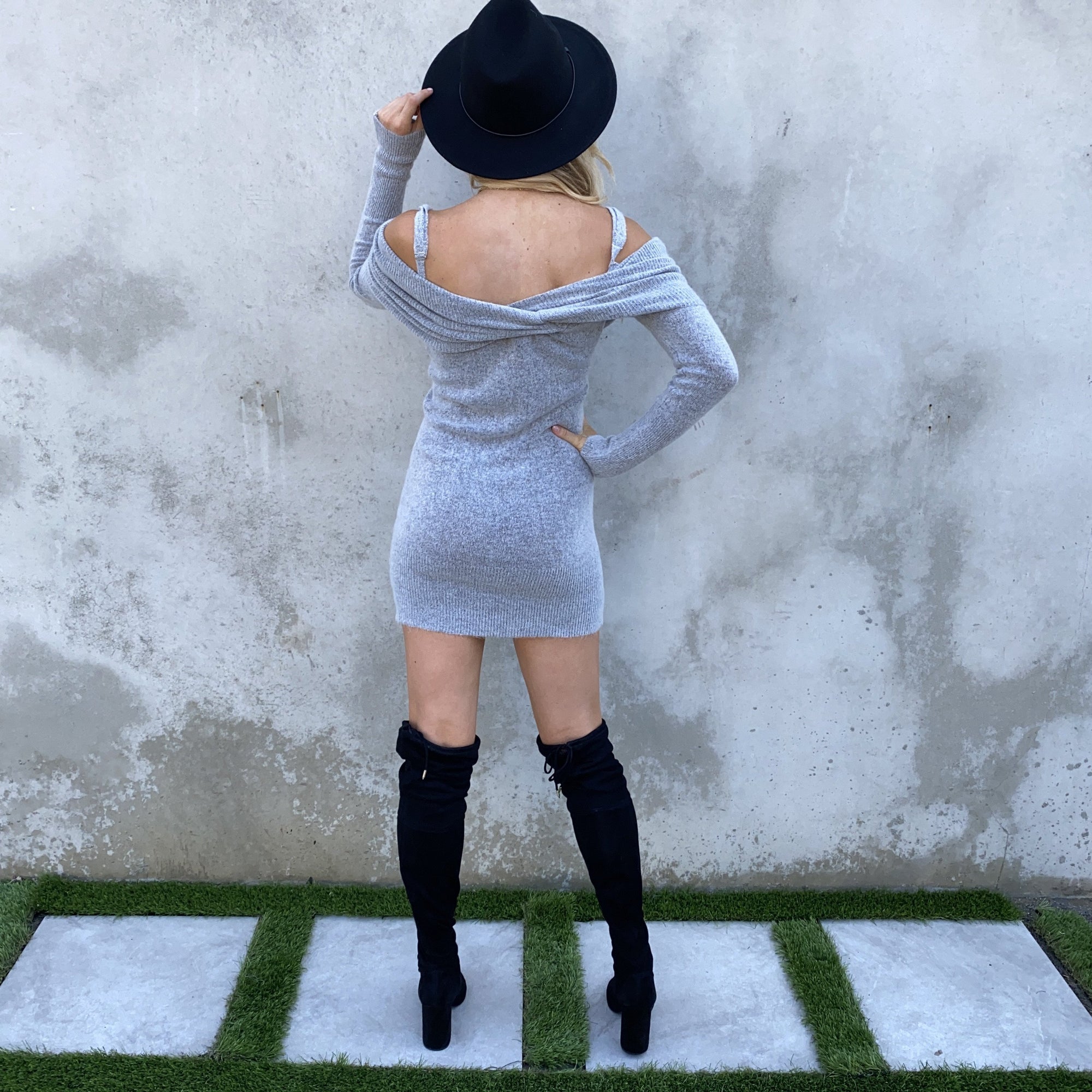 Dakota Sweater Dress in Grey - Dainty Hooligan