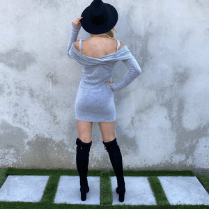 Dakota Sweater Dress in Grey - Dainty Hooligan