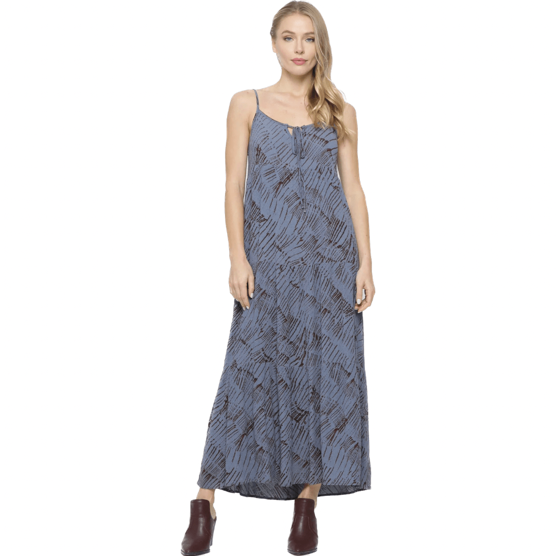 Free Flow Brown & Blue Maxi Dress