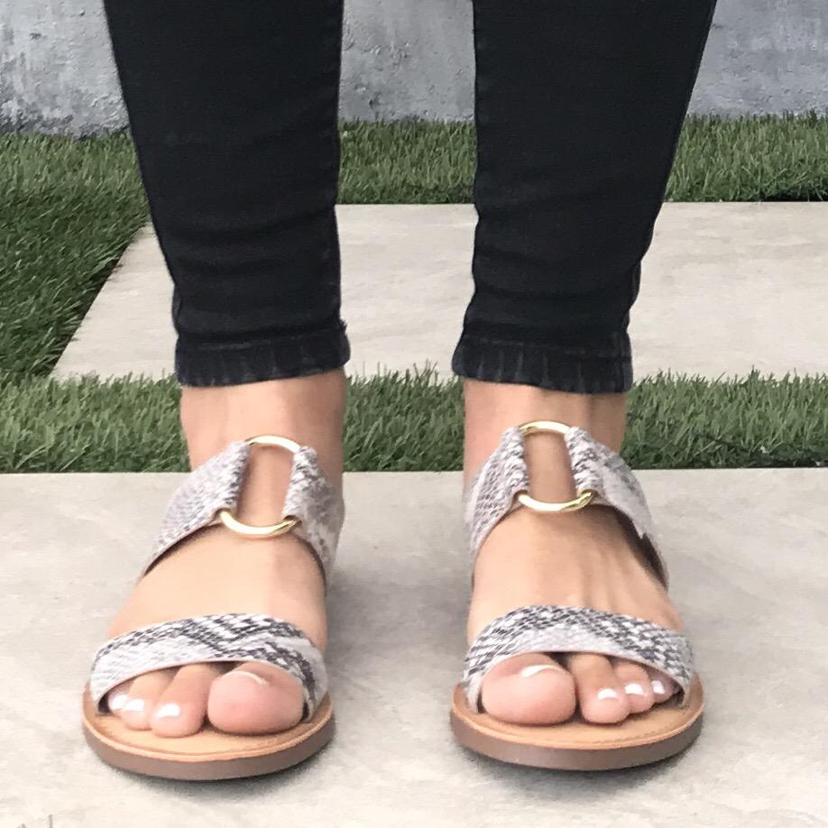 Addison Slip On Slide Sandals In Snakeskin - Dainty Hooligan