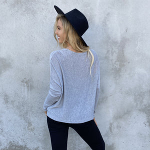 Relax Dolman Knit Grey Top - Dainty Hooligan